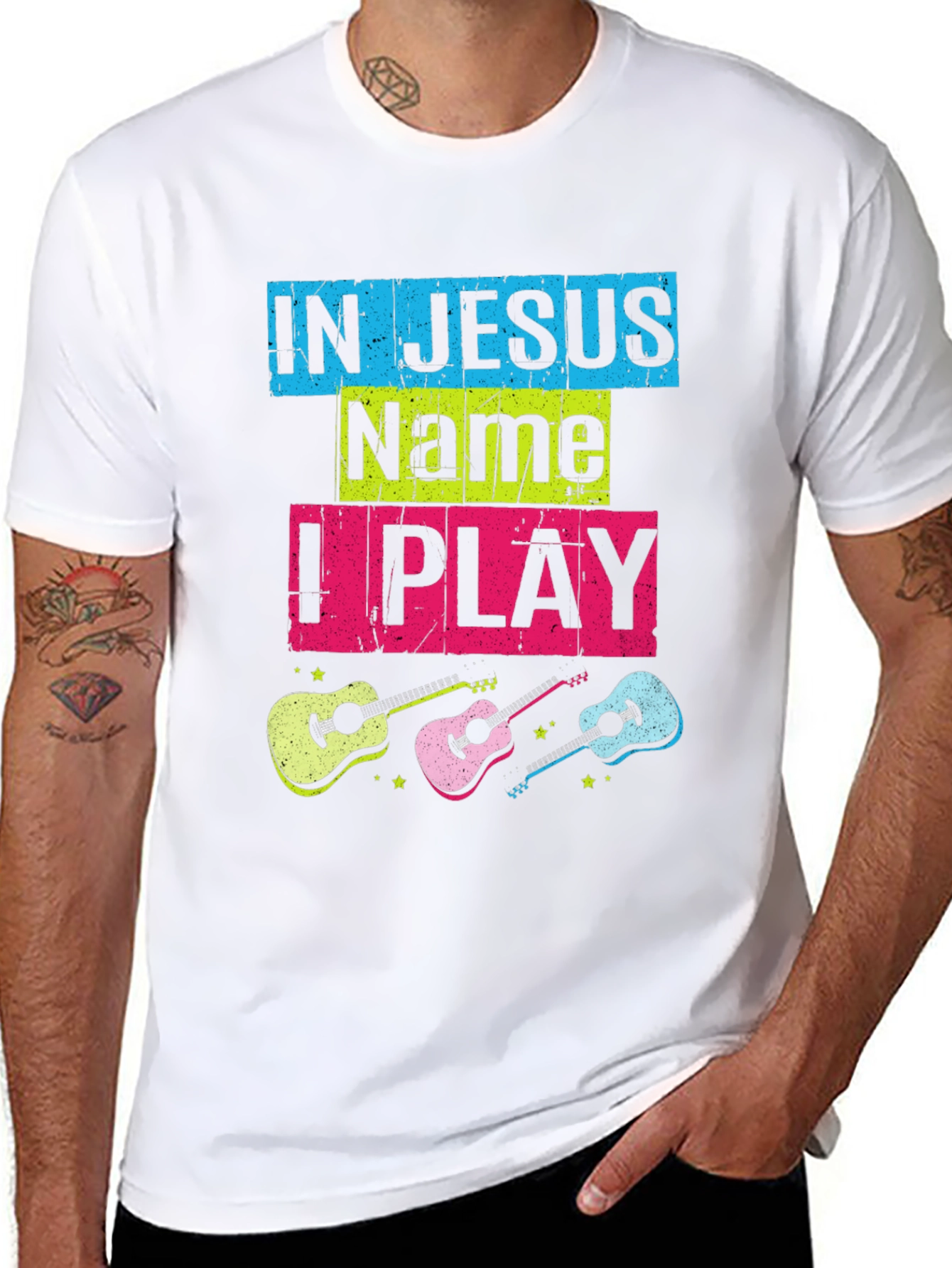 In Jesus Name I Play Guitar T-Shirt