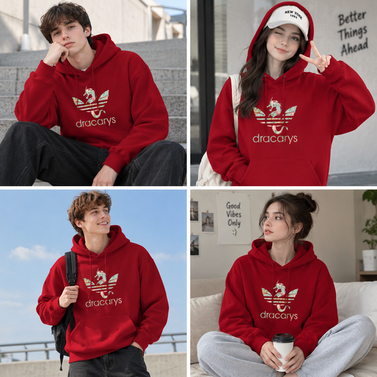 Floral Dracarys Dragon Navy Hoodie, Couple Matching Single Pullover