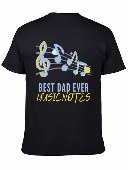 Best Dad Ever Music Notes Graphic Tee - Black