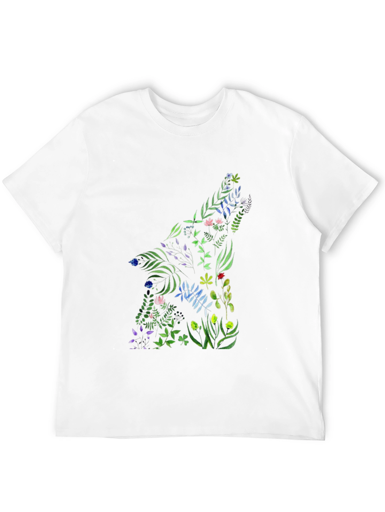 Floral Wolf Graphic Black T-Shirt