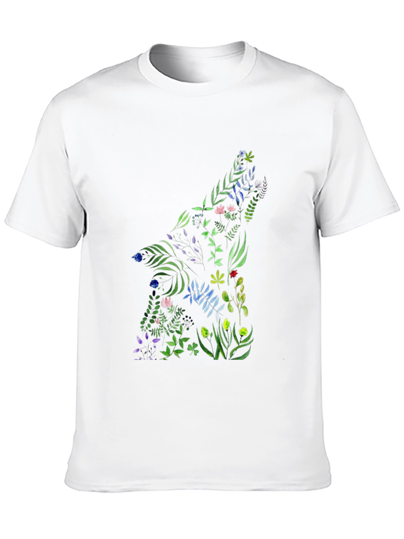 Floral Wolf Graphic Black T-Shirt