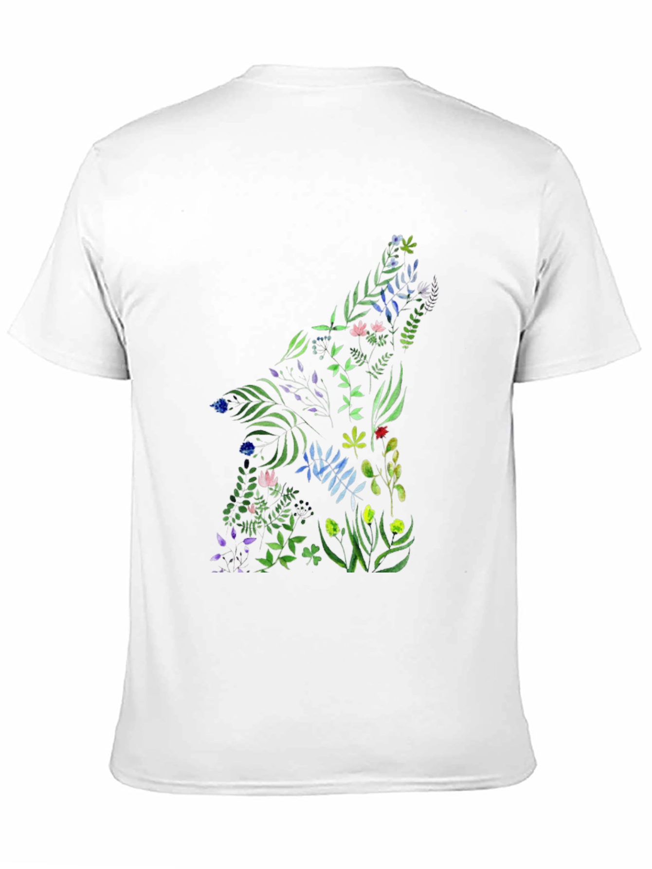 Floral Wolf Graphic Black T-Shirt
