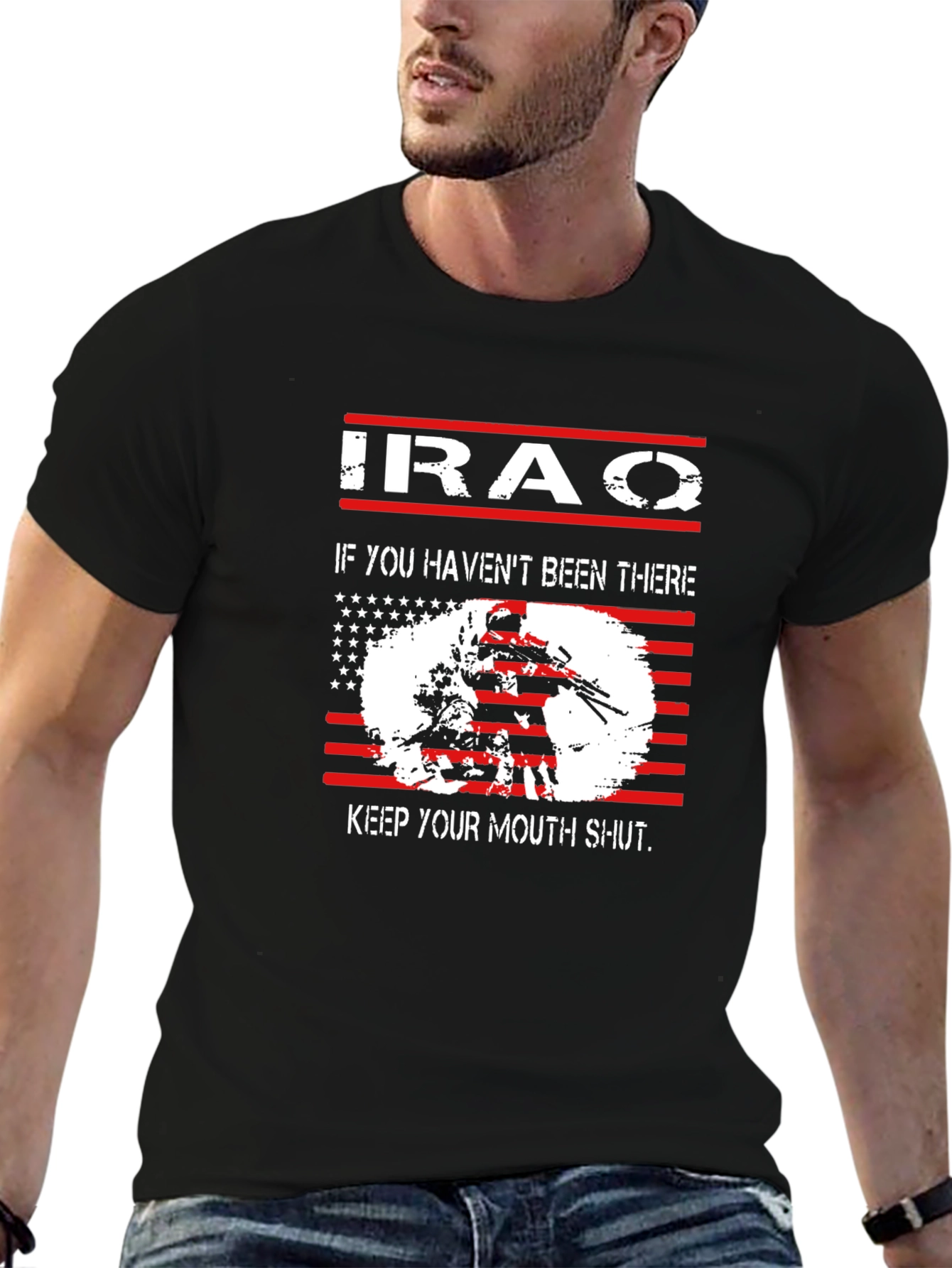 Iraq Veteran Graphic T-Shirt - Keep Your Mouth Shut