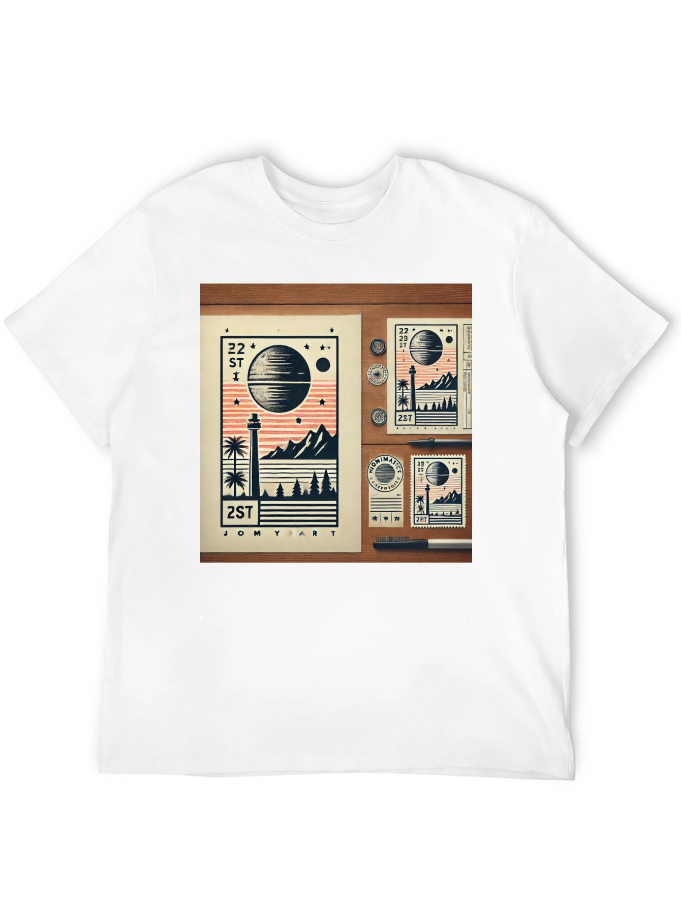 22 ST JOMY ART Black Graphic T-Shirt