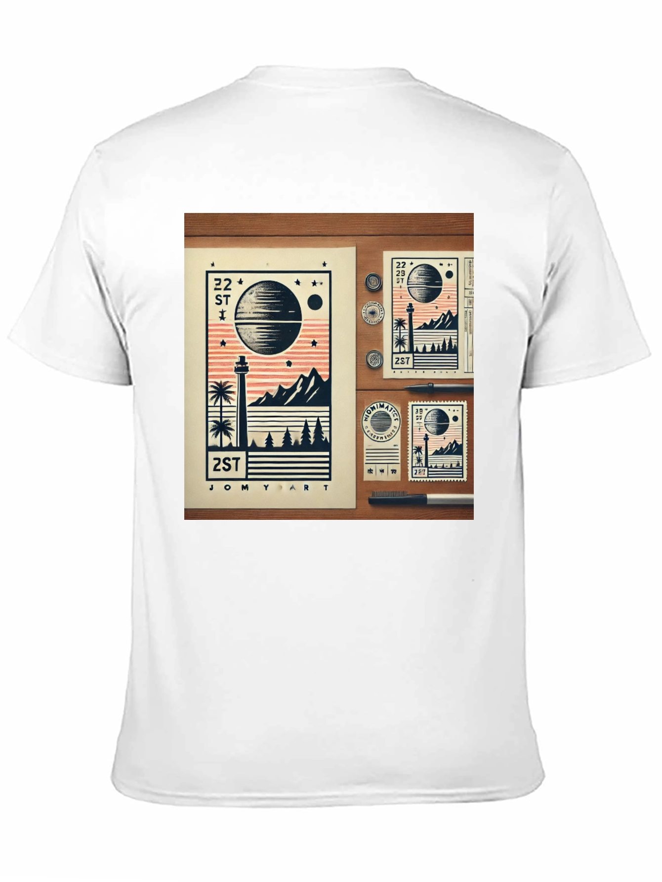 22 ST JOMY ART Black Graphic T-Shirt