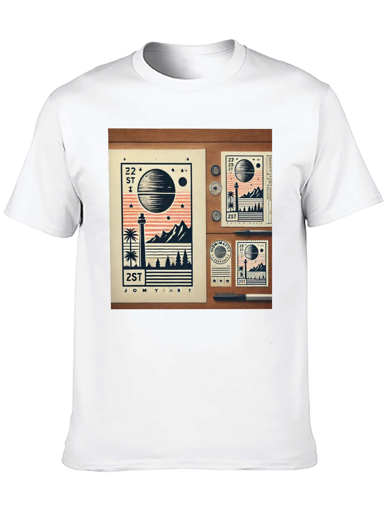 22 ST JOMY ART Black Graphic T-Shirt