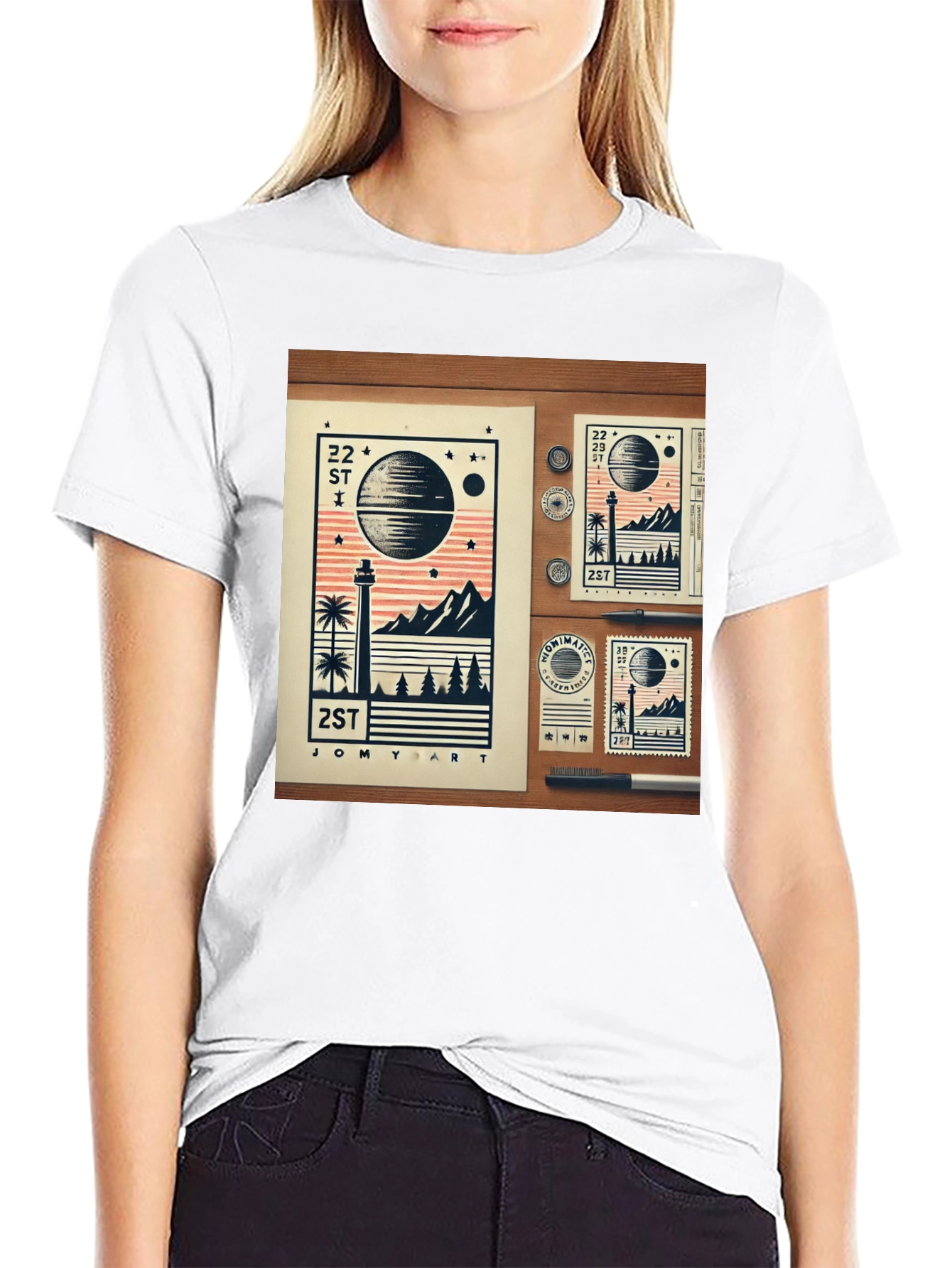 22 ST JOMY ART Black Graphic T-Shirt