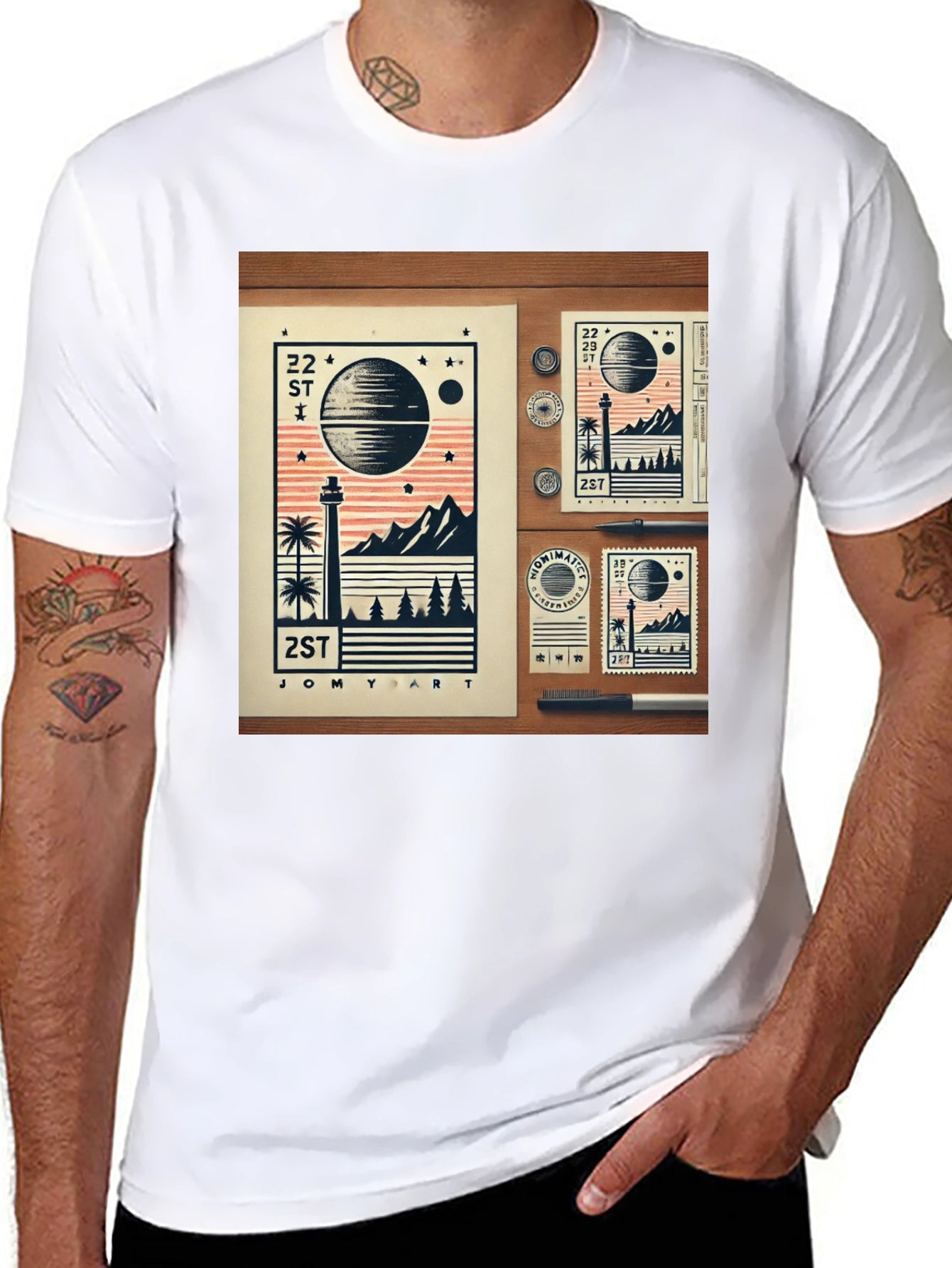 22 ST JOMY ART Black Graphic T-Shirt