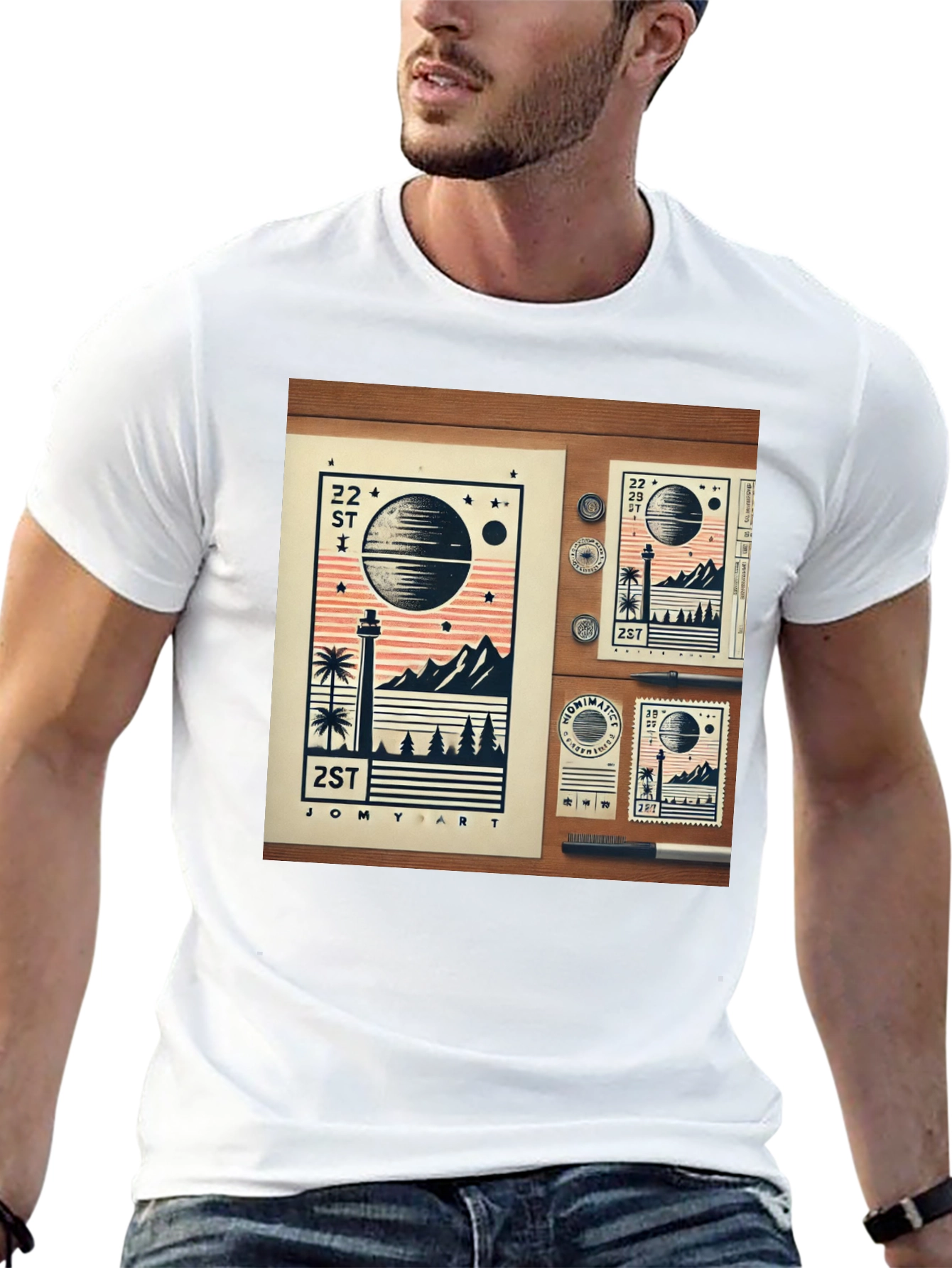 22 ST JOMY ART Black Graphic T-Shirt