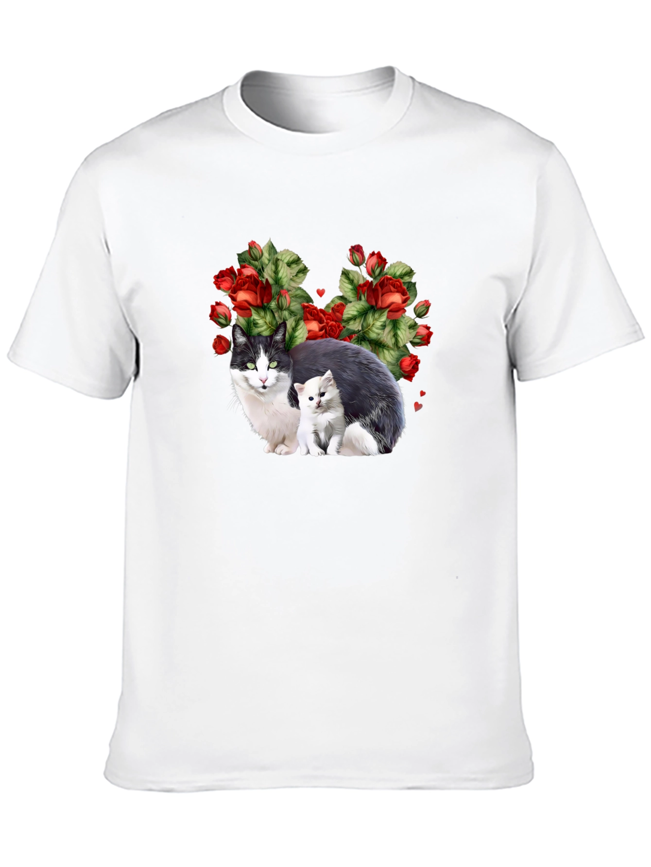 Cat & Kitten Rose Heart T-Shirt