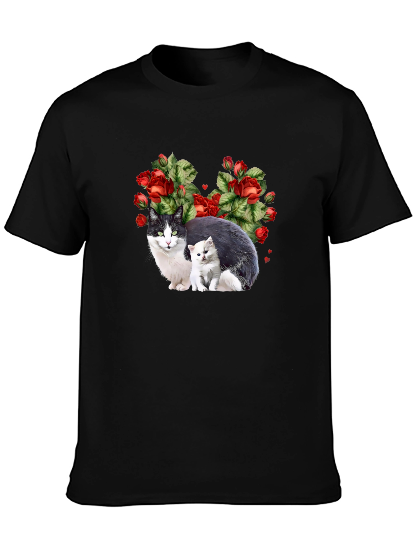Cat & Kitten Rose Heart T-Shirt