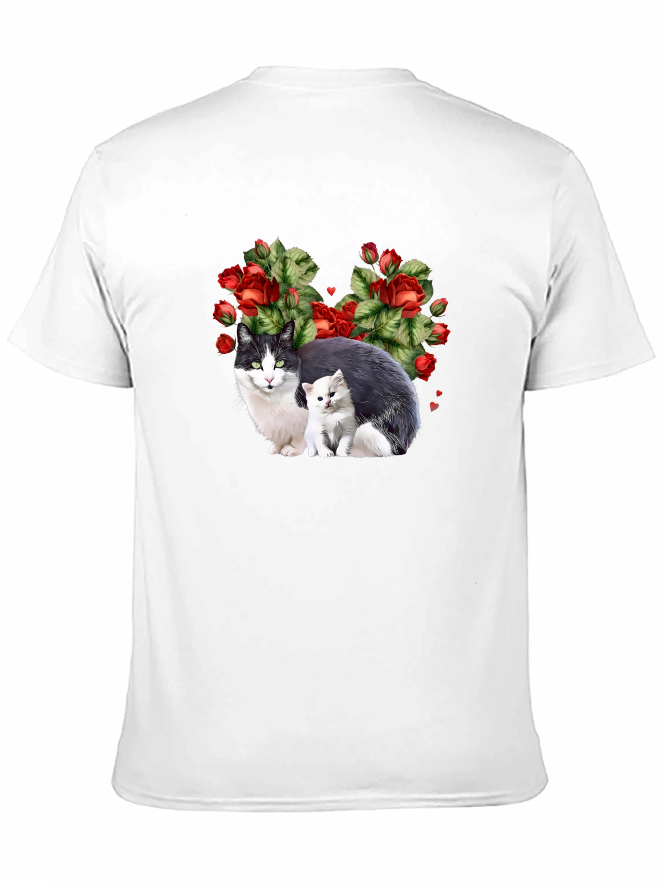 Cat & Kitten Rose Heart T-Shirt