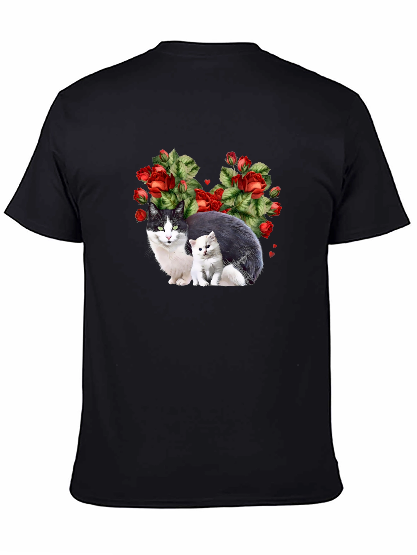 Cat & Kitten Rose Heart T-Shirt