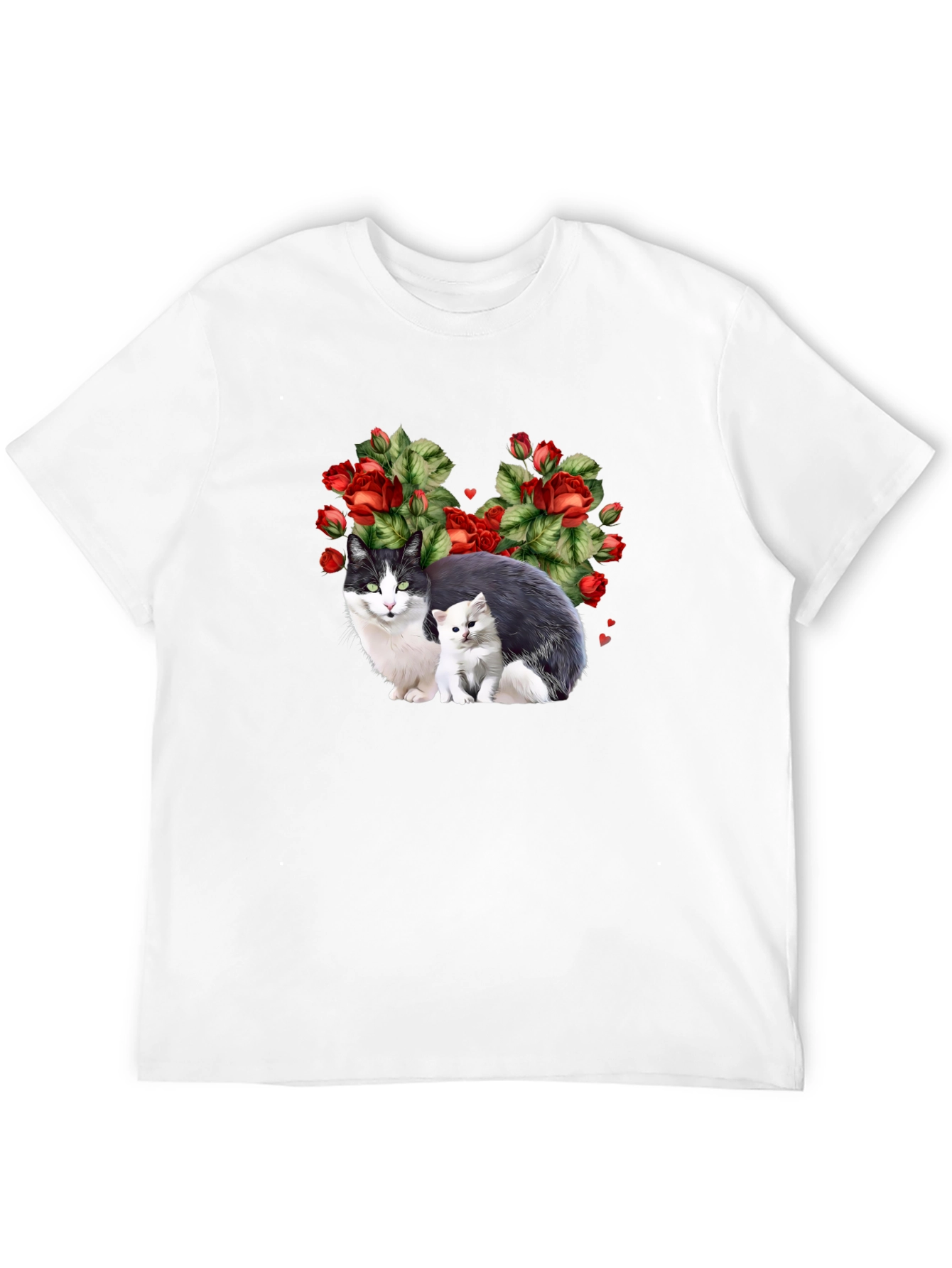 Cat & Kitten Rose Heart T-Shirt