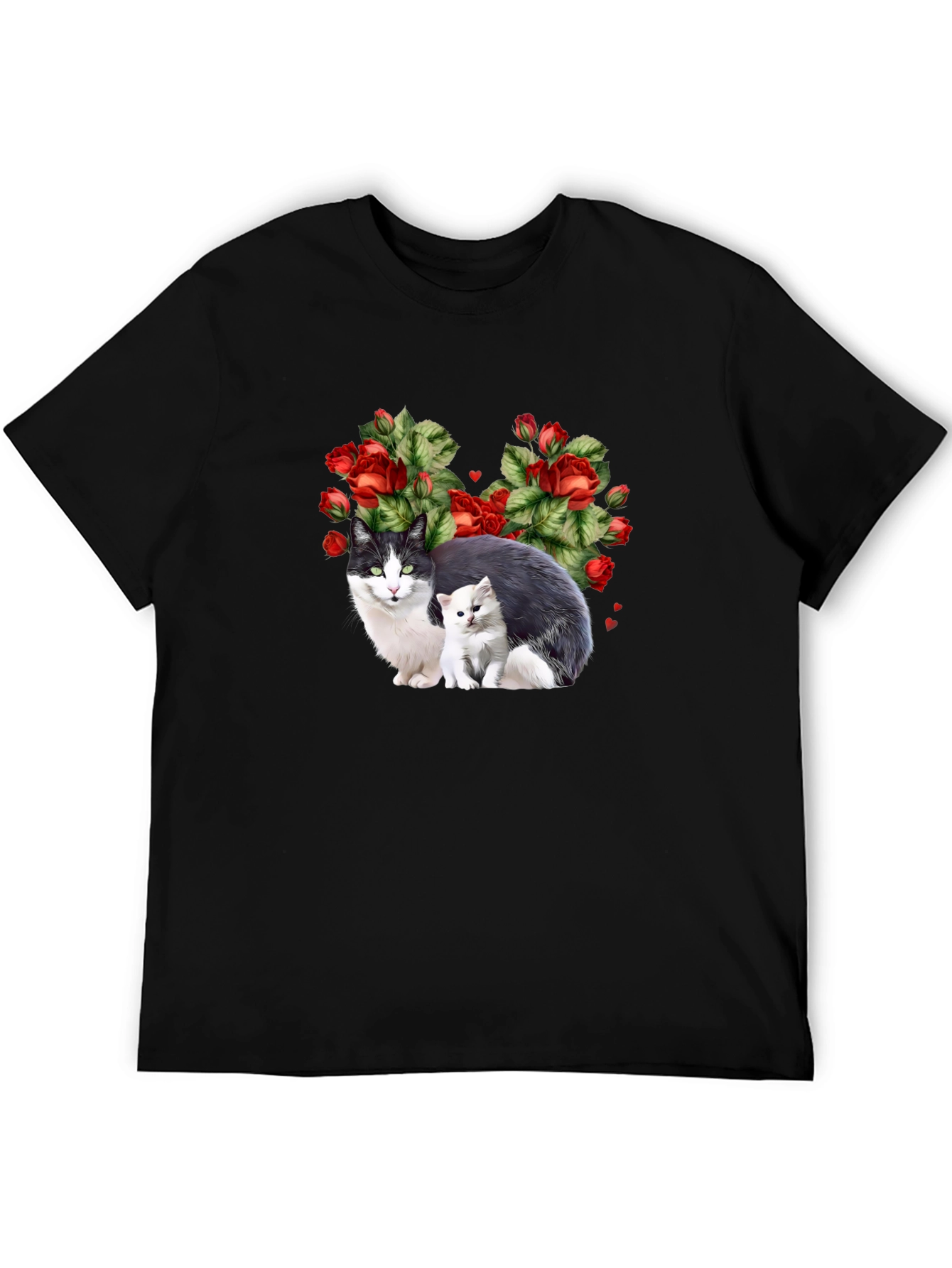 Cat & Kitten Rose Heart T-Shirt