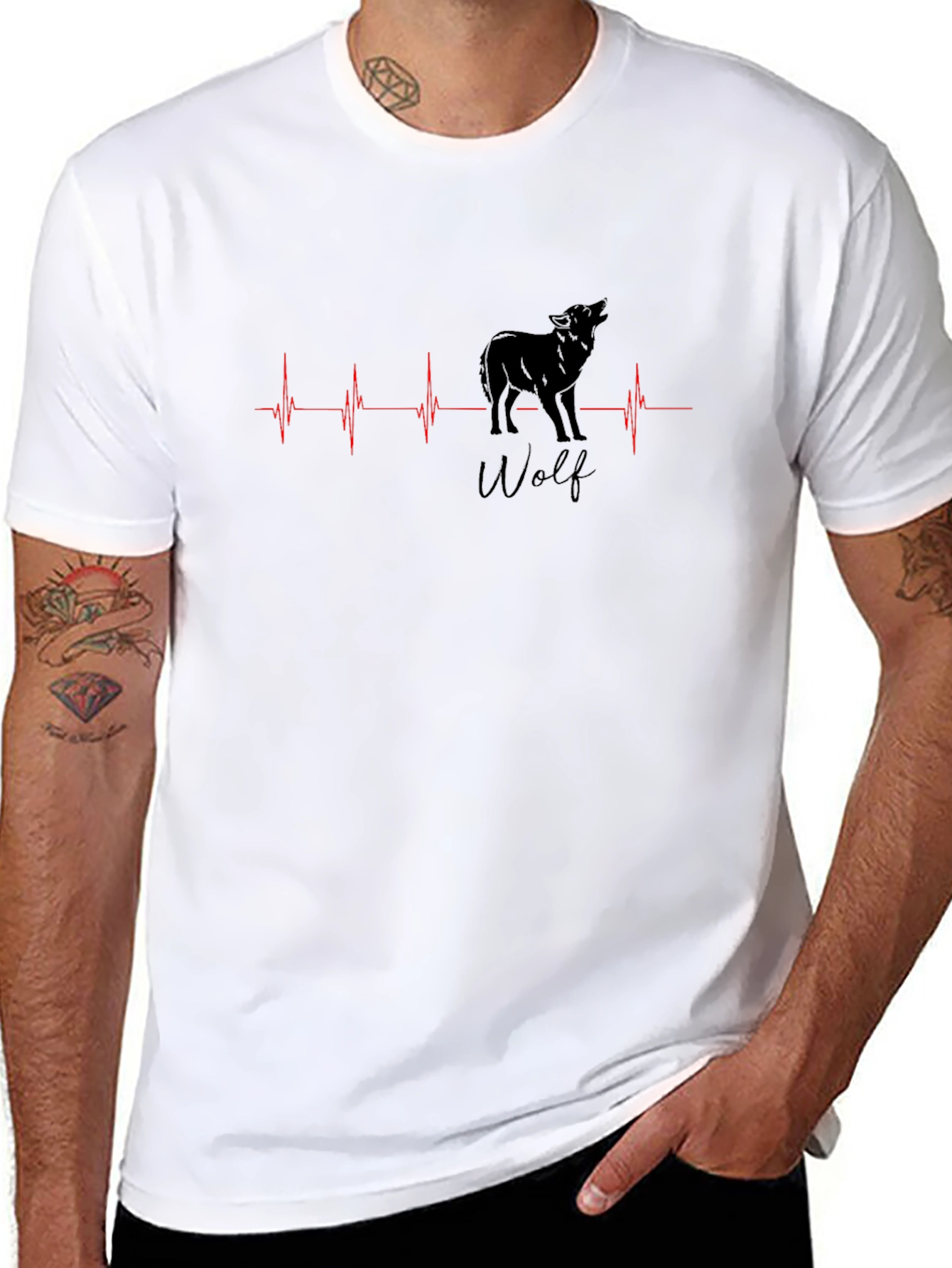 Wolf Heartbeat Graphic Tee - Black