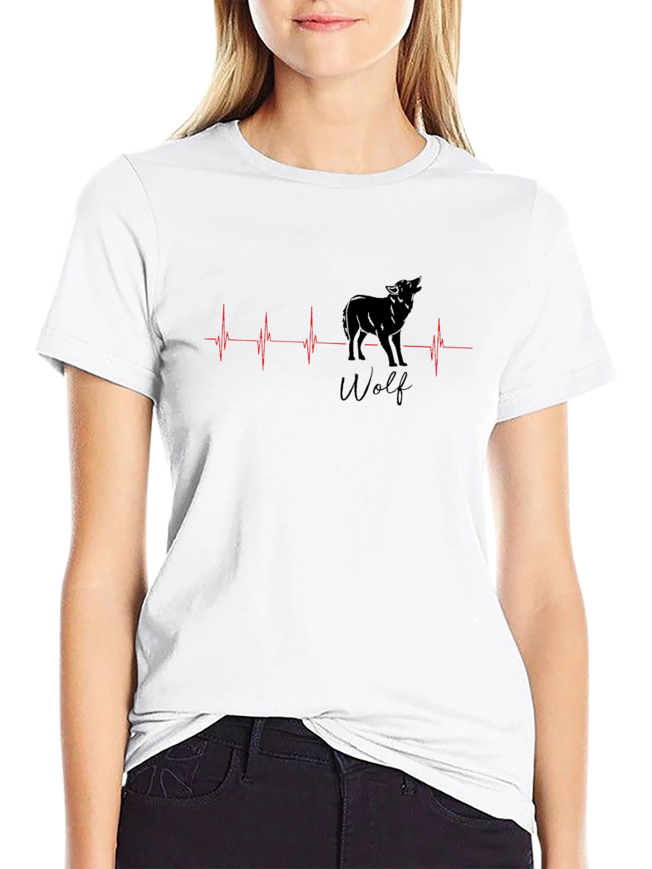 Wolf Heartbeat Graphic Tee - Black