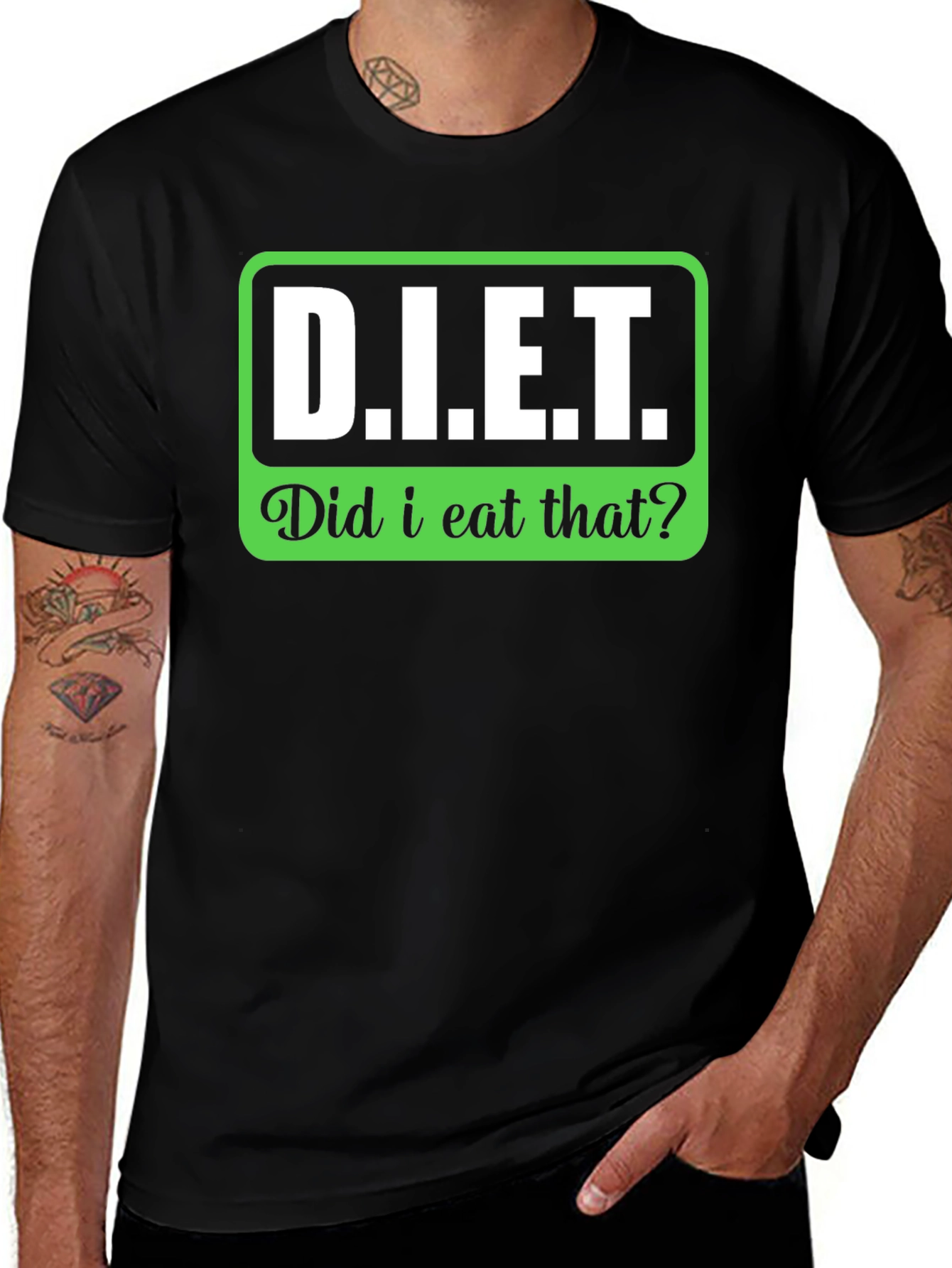 DIET Did I Eat That? Funny Slogan T-Shirt