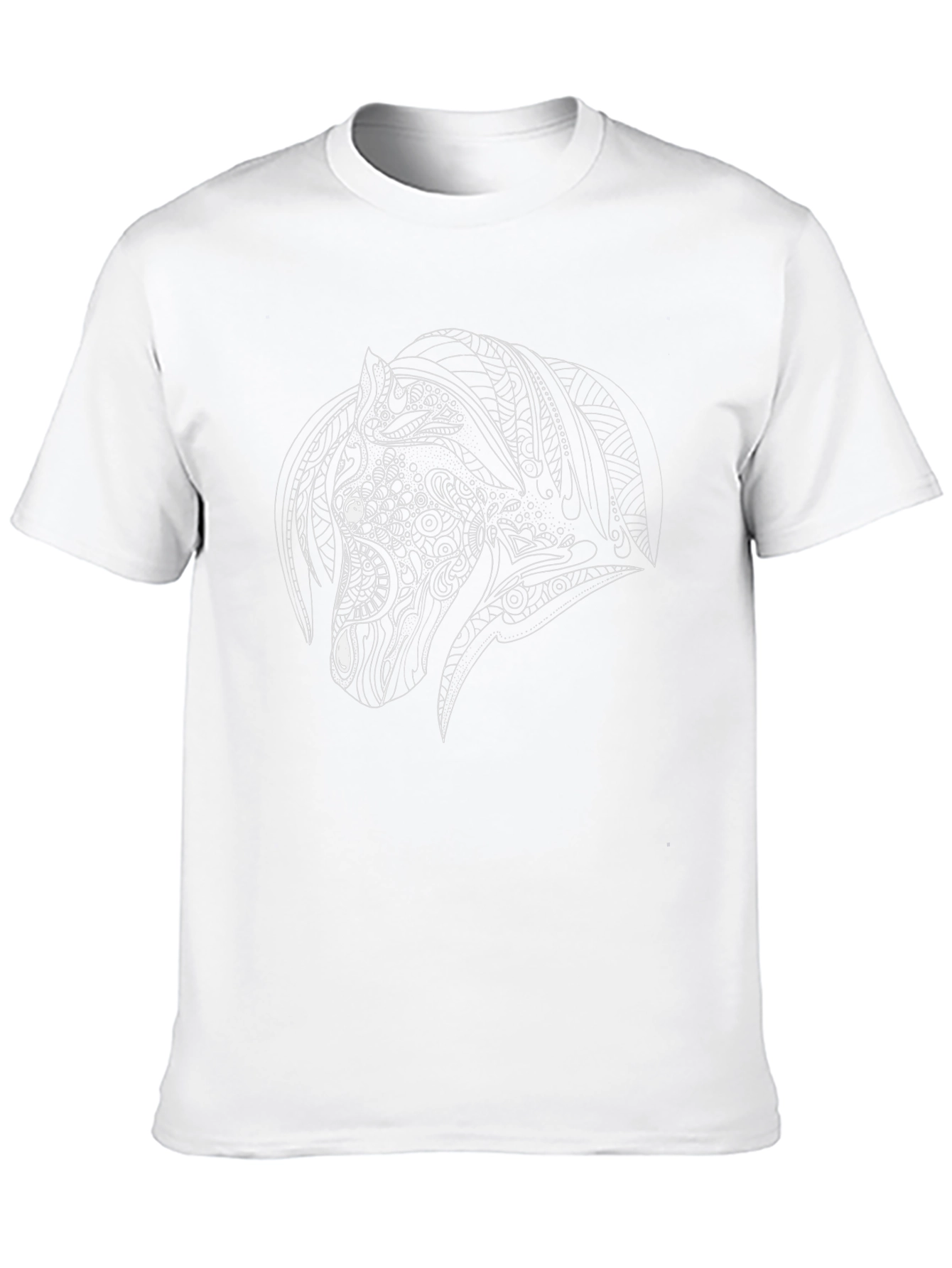 Black T-Shirt with White Horse Design