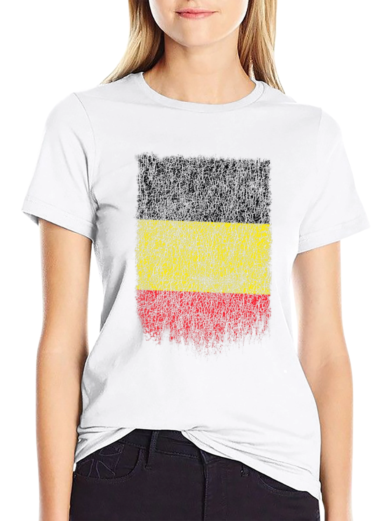 Belgium Flag Distressed Graphic T-Shirt