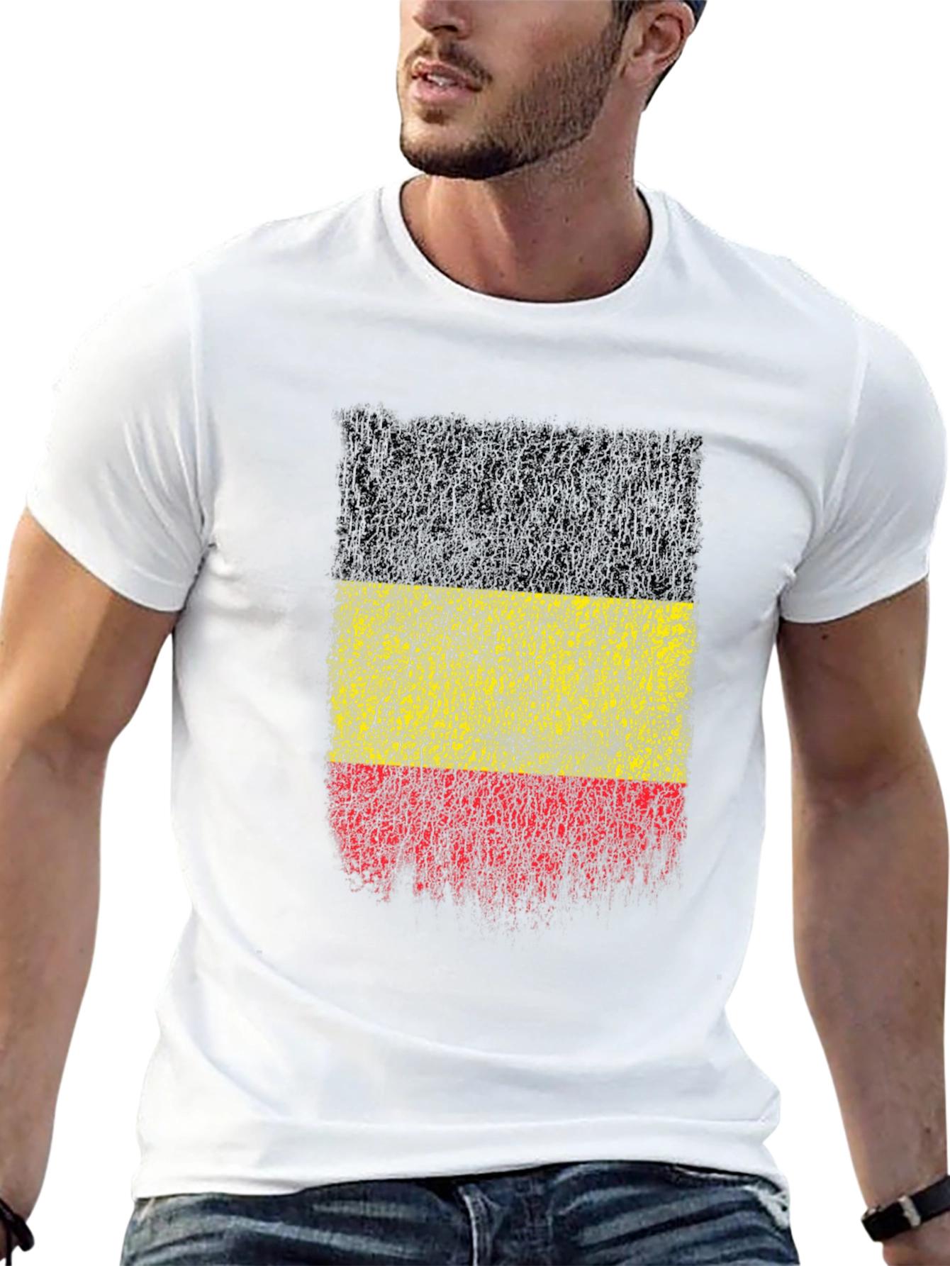 Belgium Flag Distressed Graphic T-Shirt