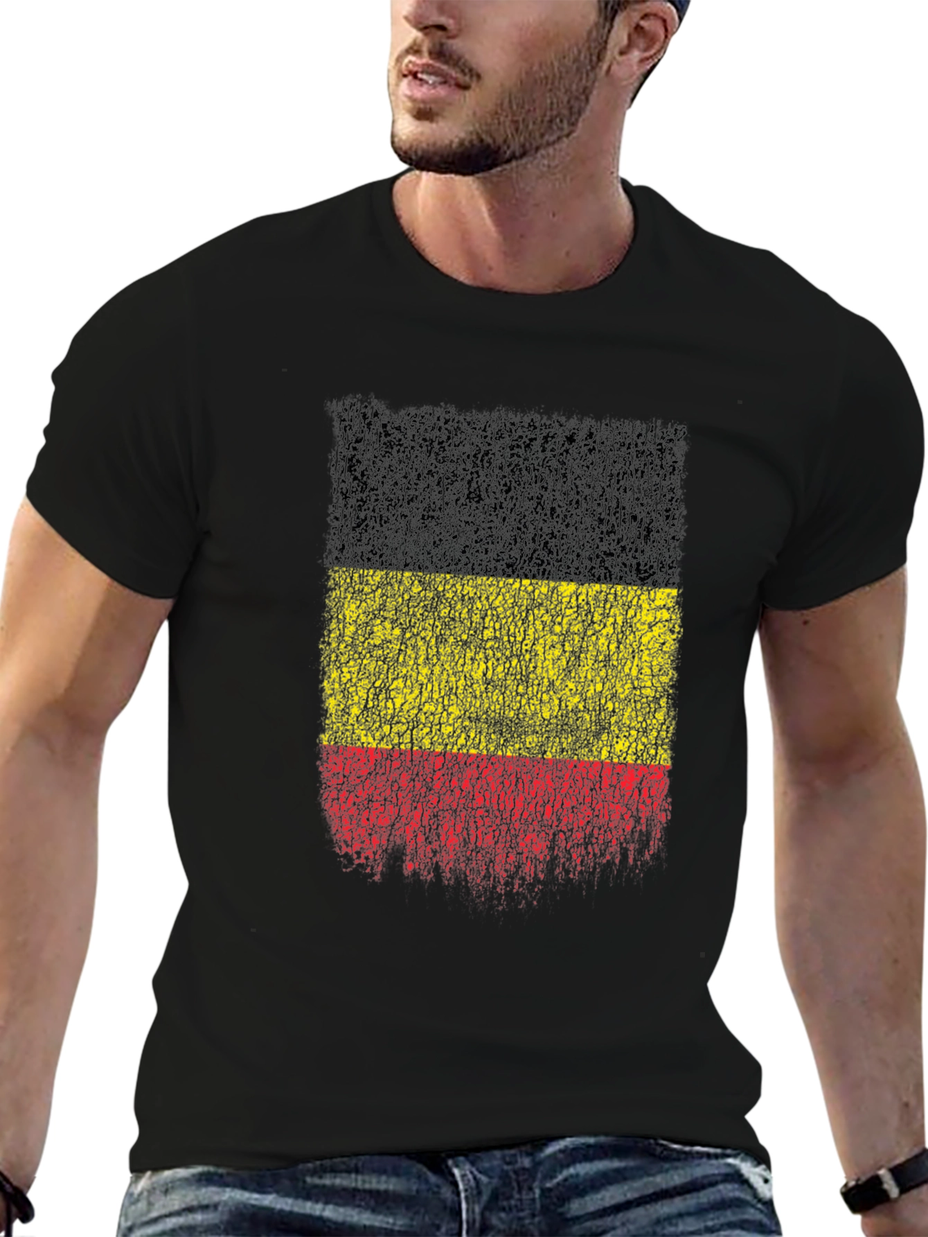 Belgium Flag Distressed Graphic T-Shirt