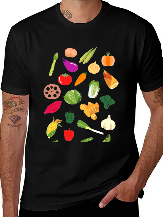 Vegetable Print Crew Neck T-Shirt