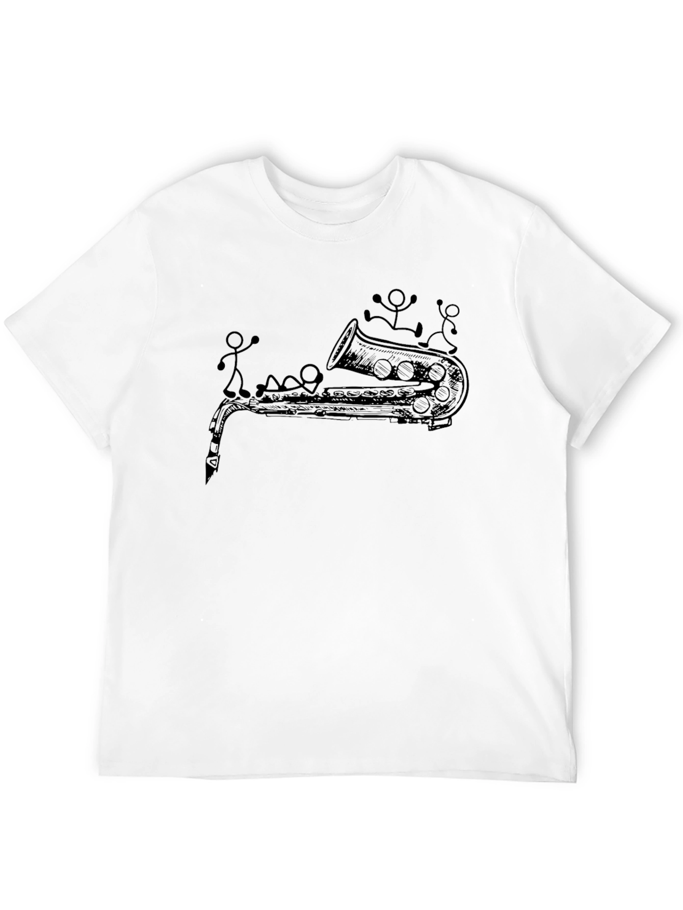 Saxophone Stick Figures Graphic Tee - Black