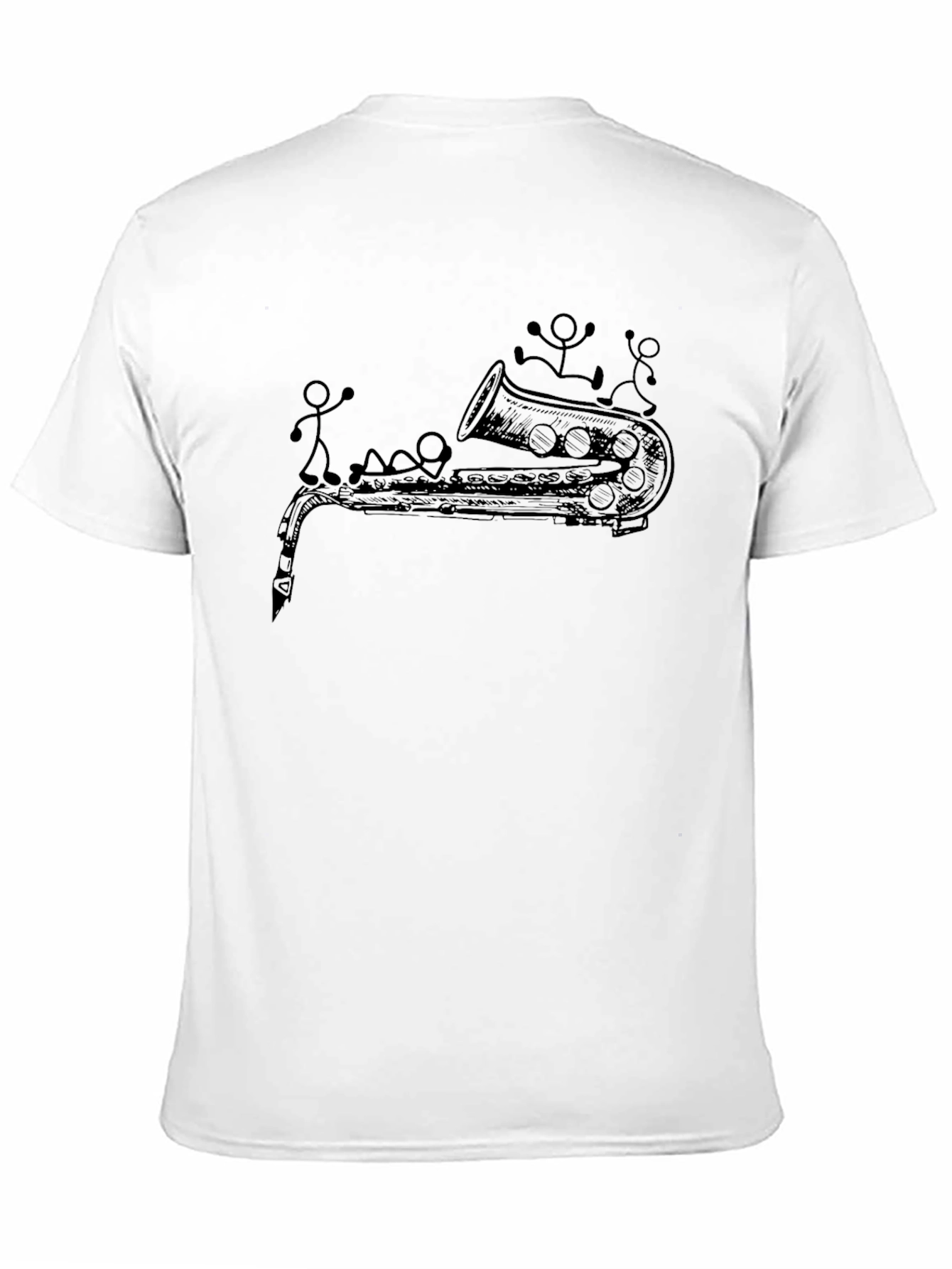 Saxophone Stick Figures Graphic Tee - Black