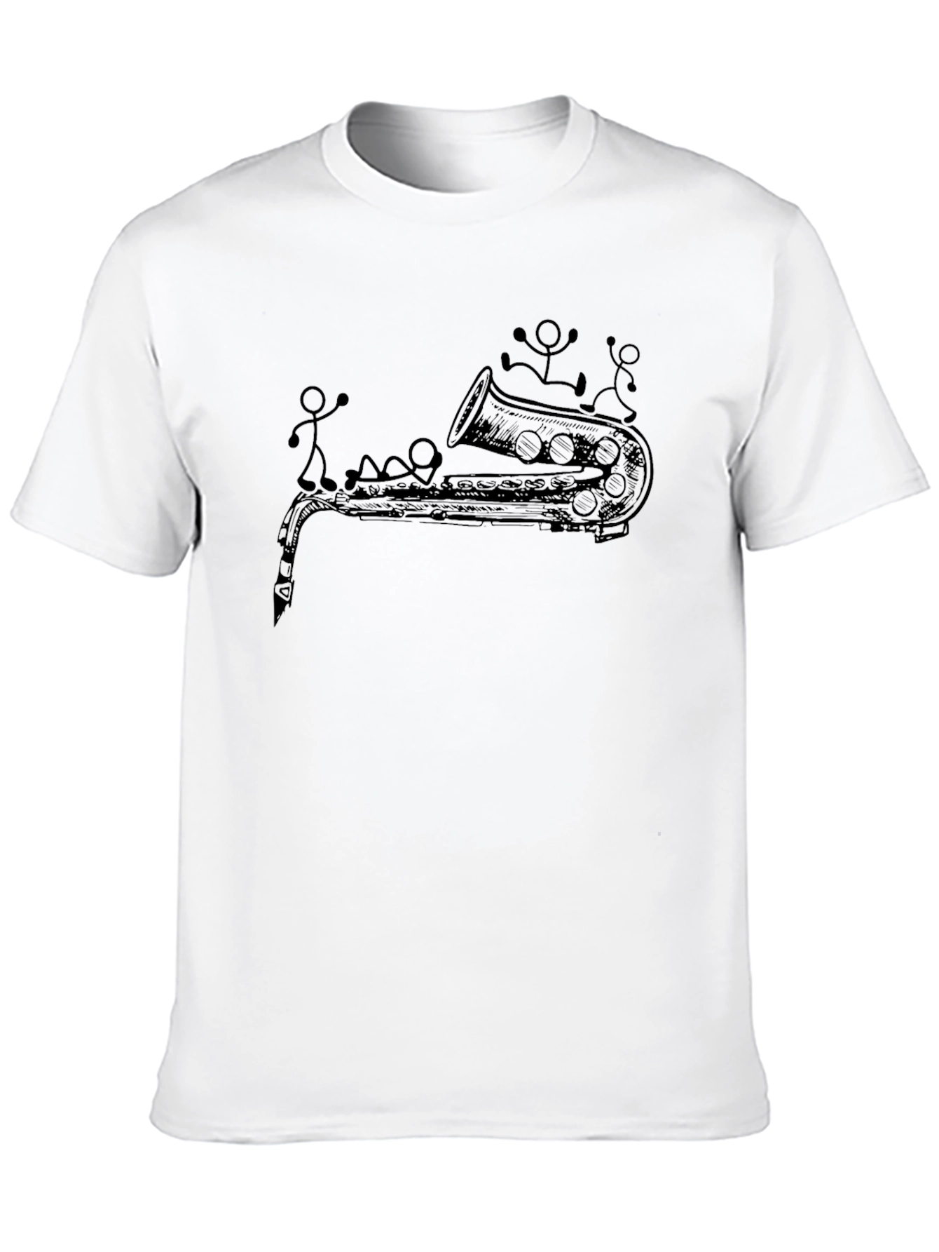 Saxophone Stick Figures Graphic Tee - Black