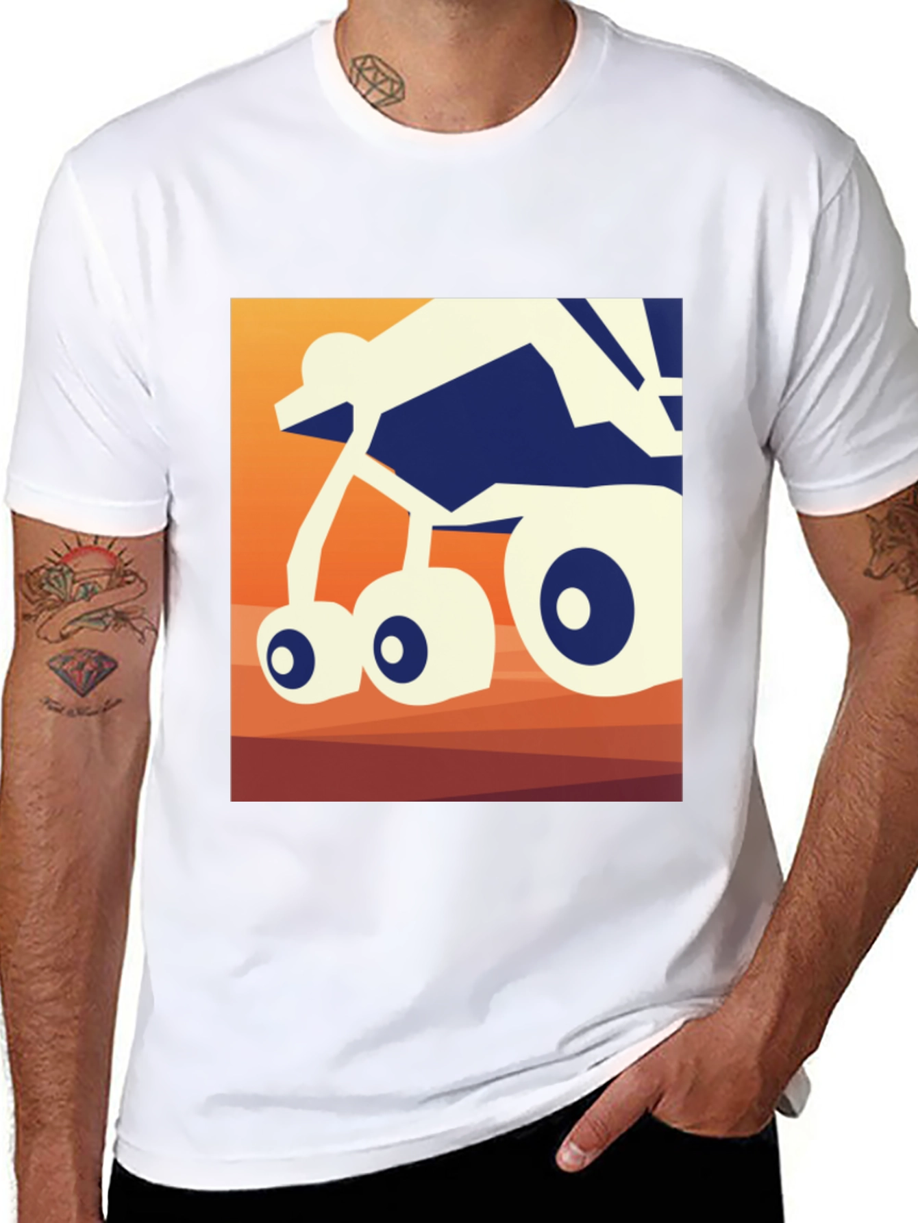 Abstract Rover Graphic Tee - Black Unisex T-Shirt