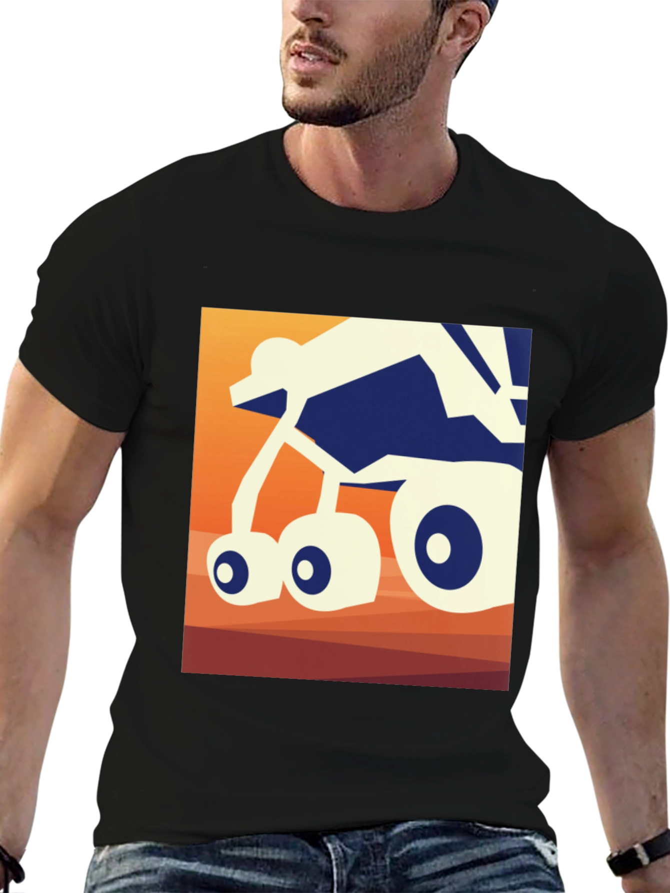 Abstract Rover Graphic Tee - Black Unisex T-Shirt