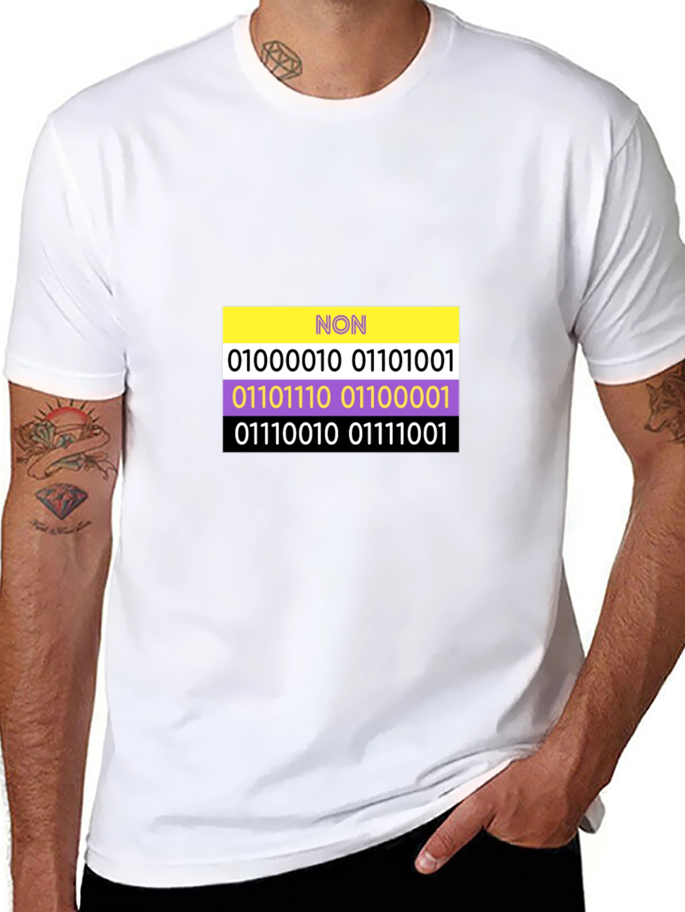 Non-Binary Pride Binary Code T-Shirt