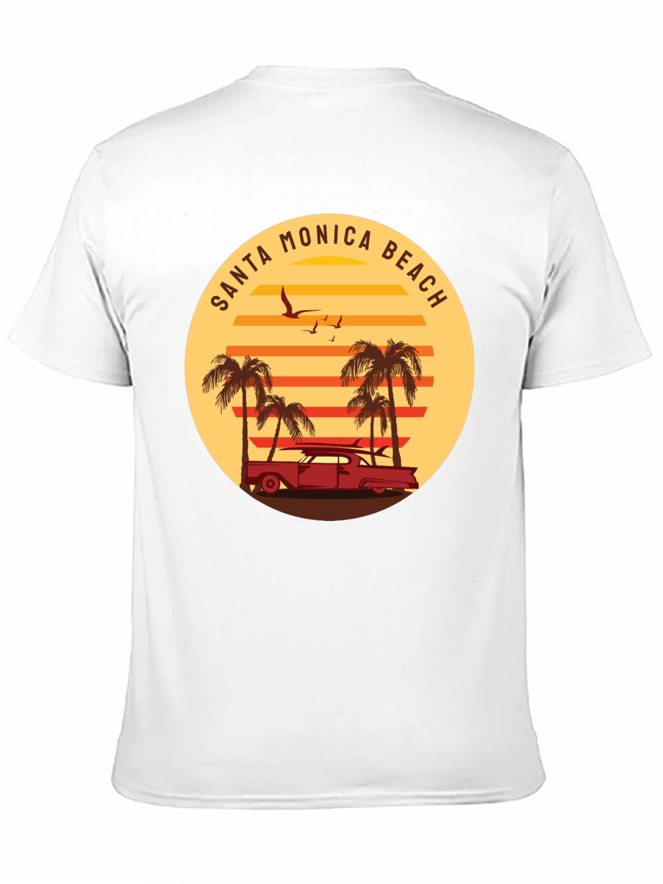 Santa Monica Beach Retro Graphic Tee - Black