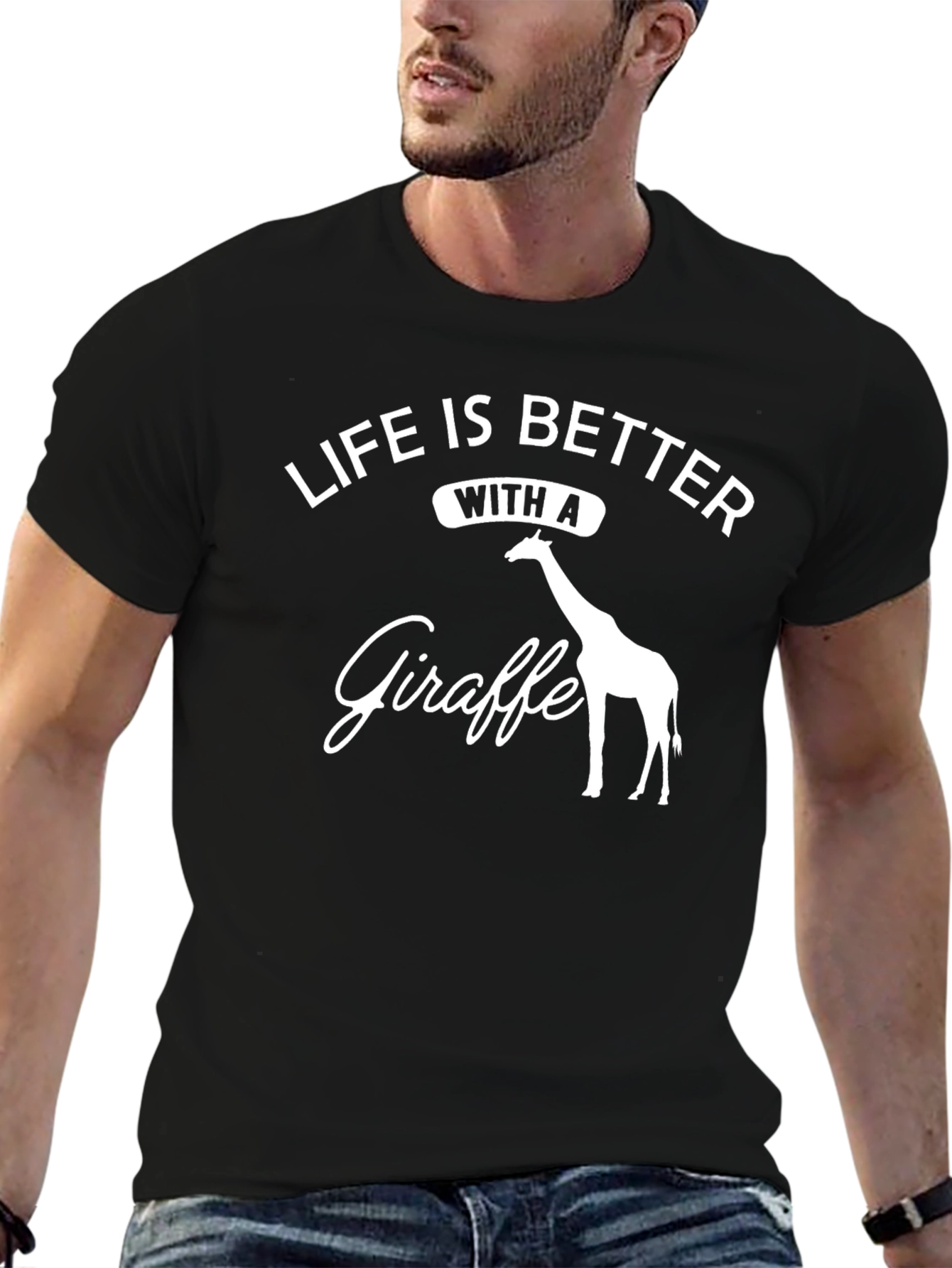 Life is Better with a Giraffe Black T-Shirt
