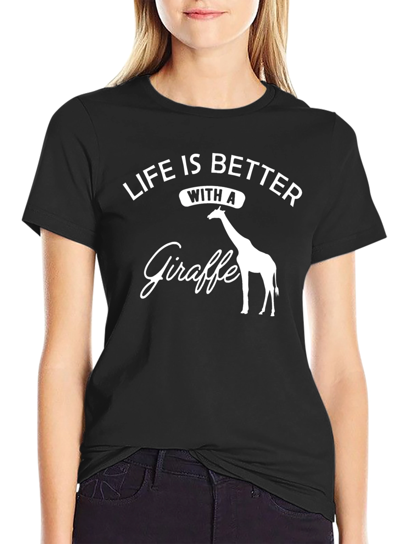 Life is Better with a Giraffe Black T-Shirt