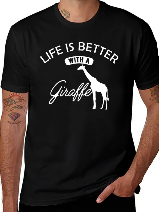 Life is Better with a Giraffe Black T-Shirt