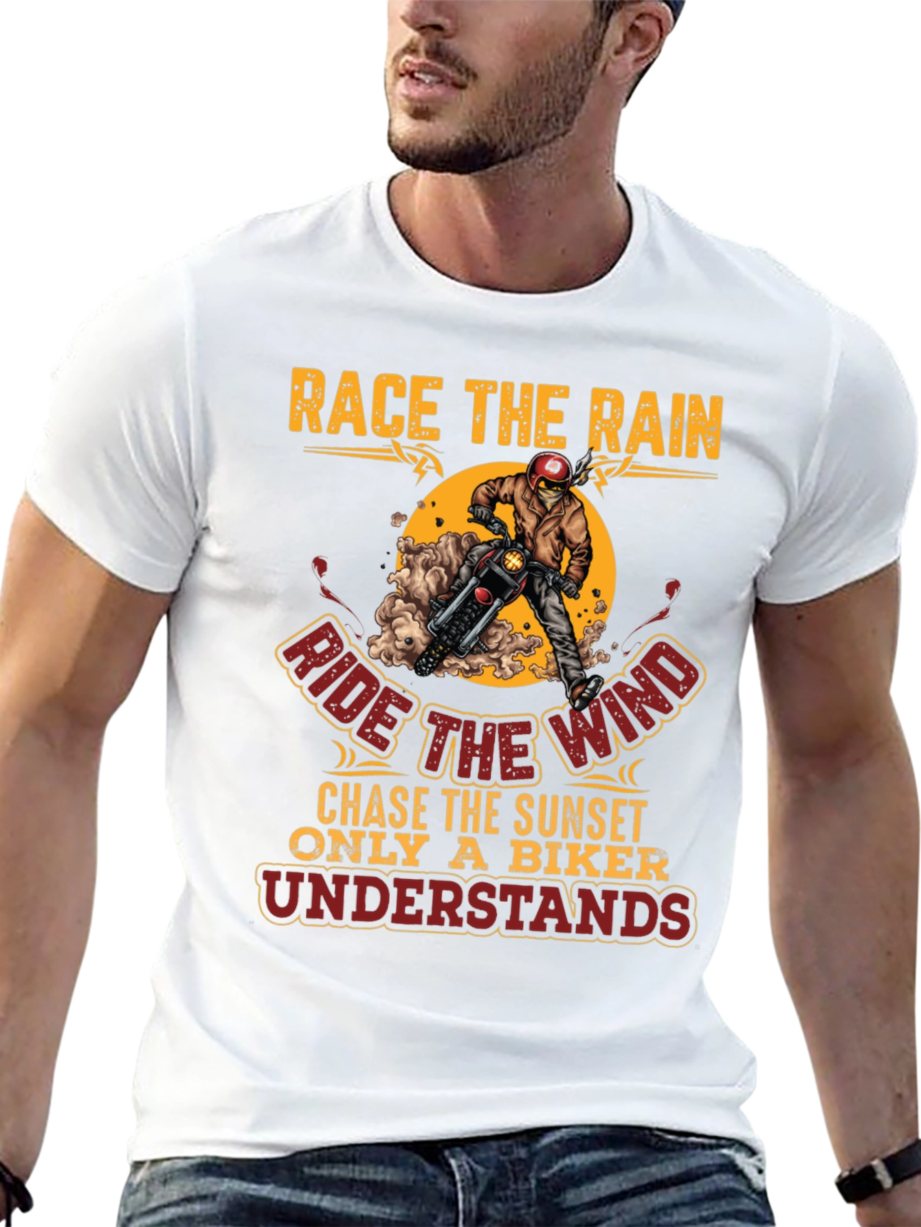 Race the Rain Biker T-Shirt - Ride the Wind