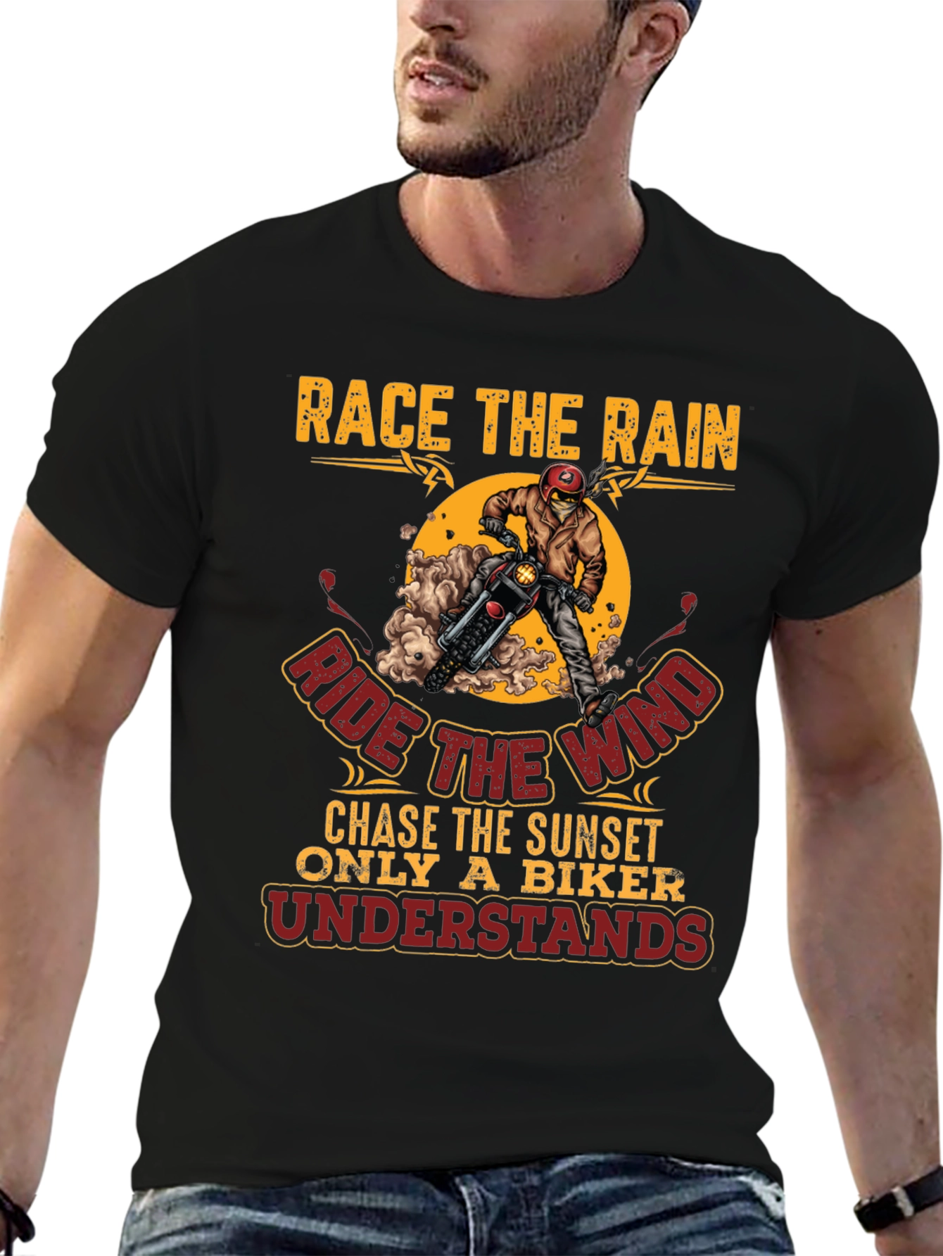 Race the Rain Biker T-Shirt - Ride the Wind