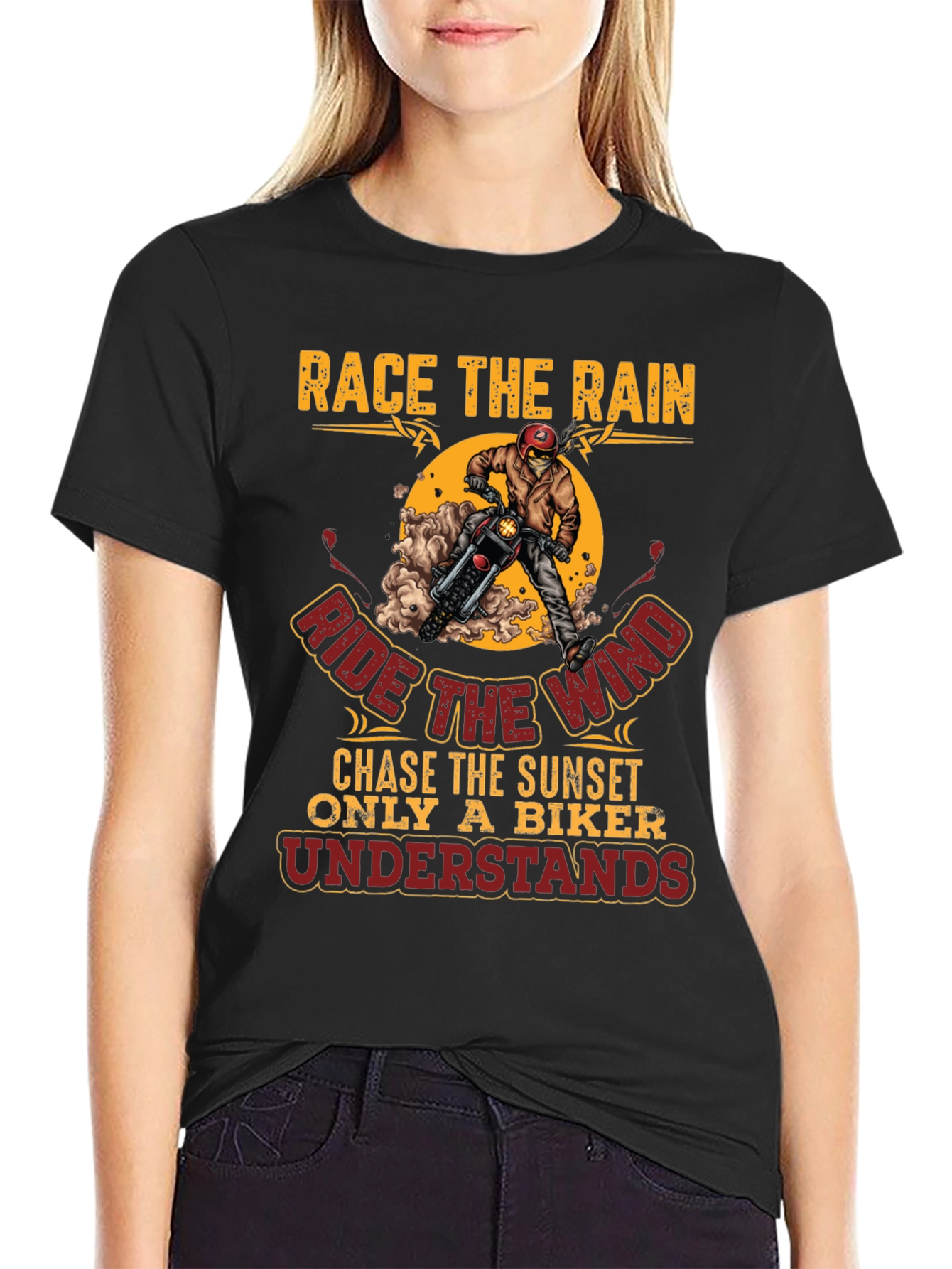 Race the Rain Biker T-Shirt - Ride the Wind
