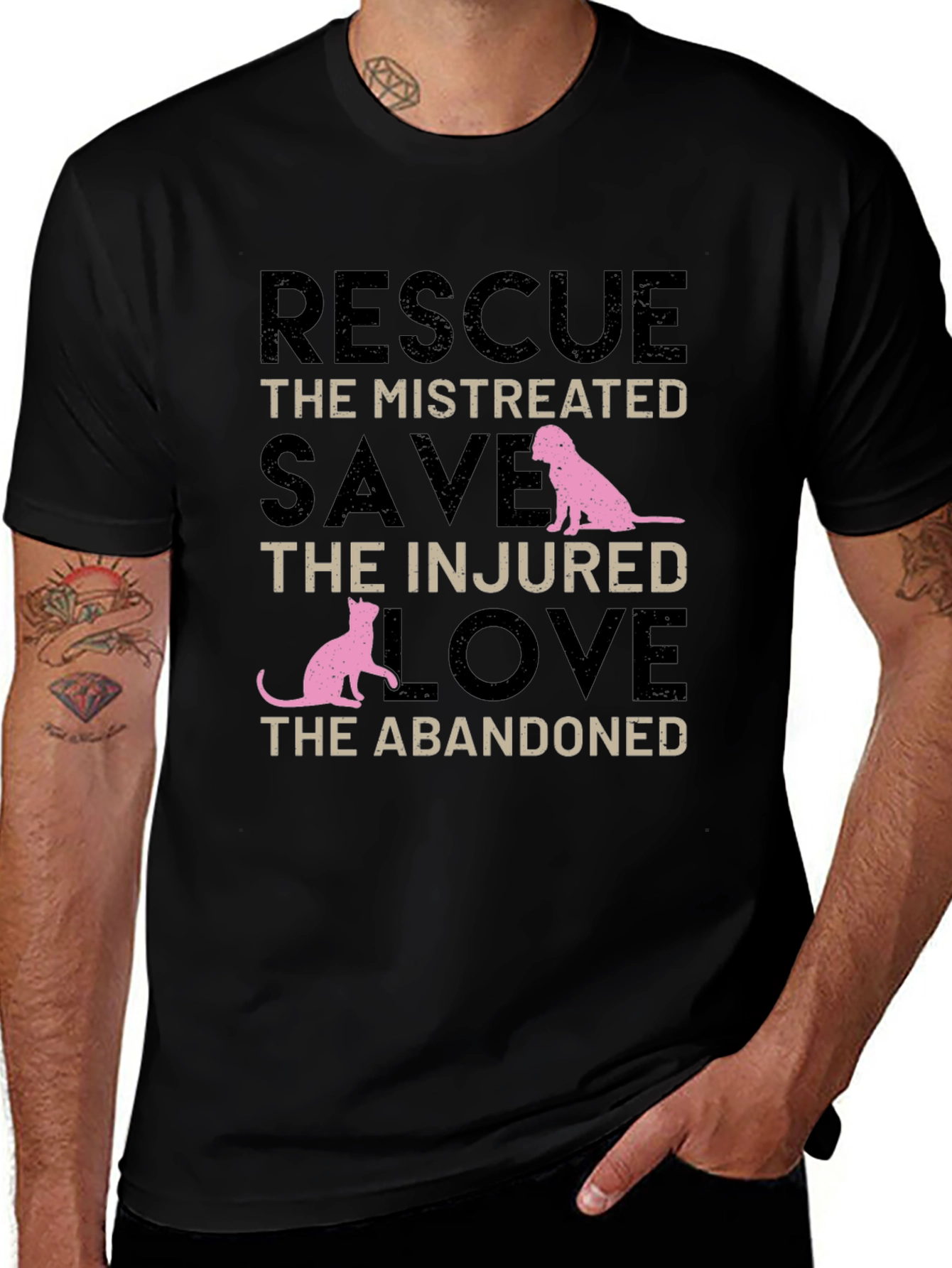 Rescue Pets Black Graphic Tee