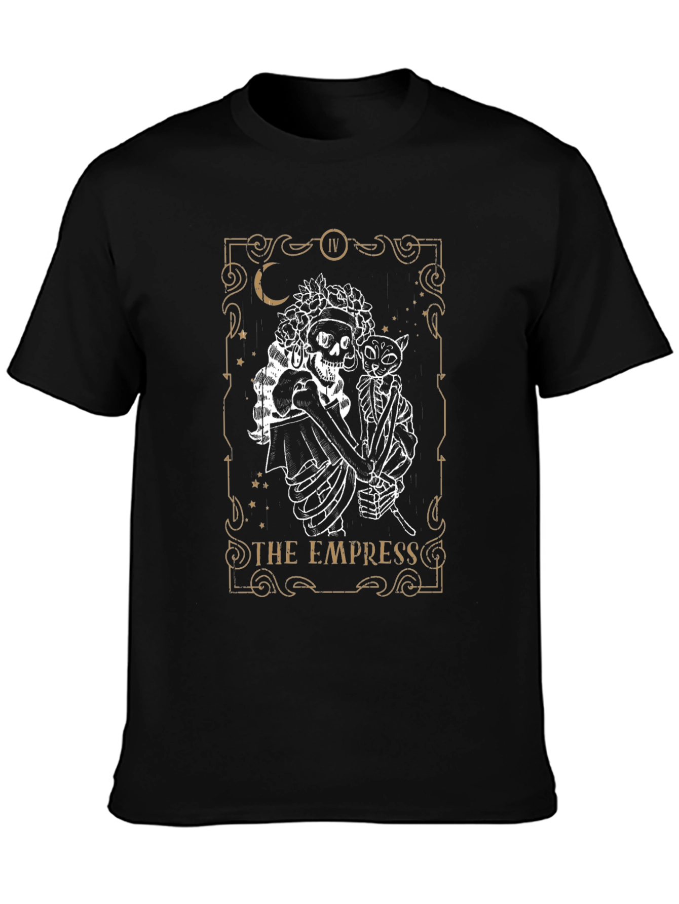 The Empress Tarot Skeleton Cat Graphic T-Shirt