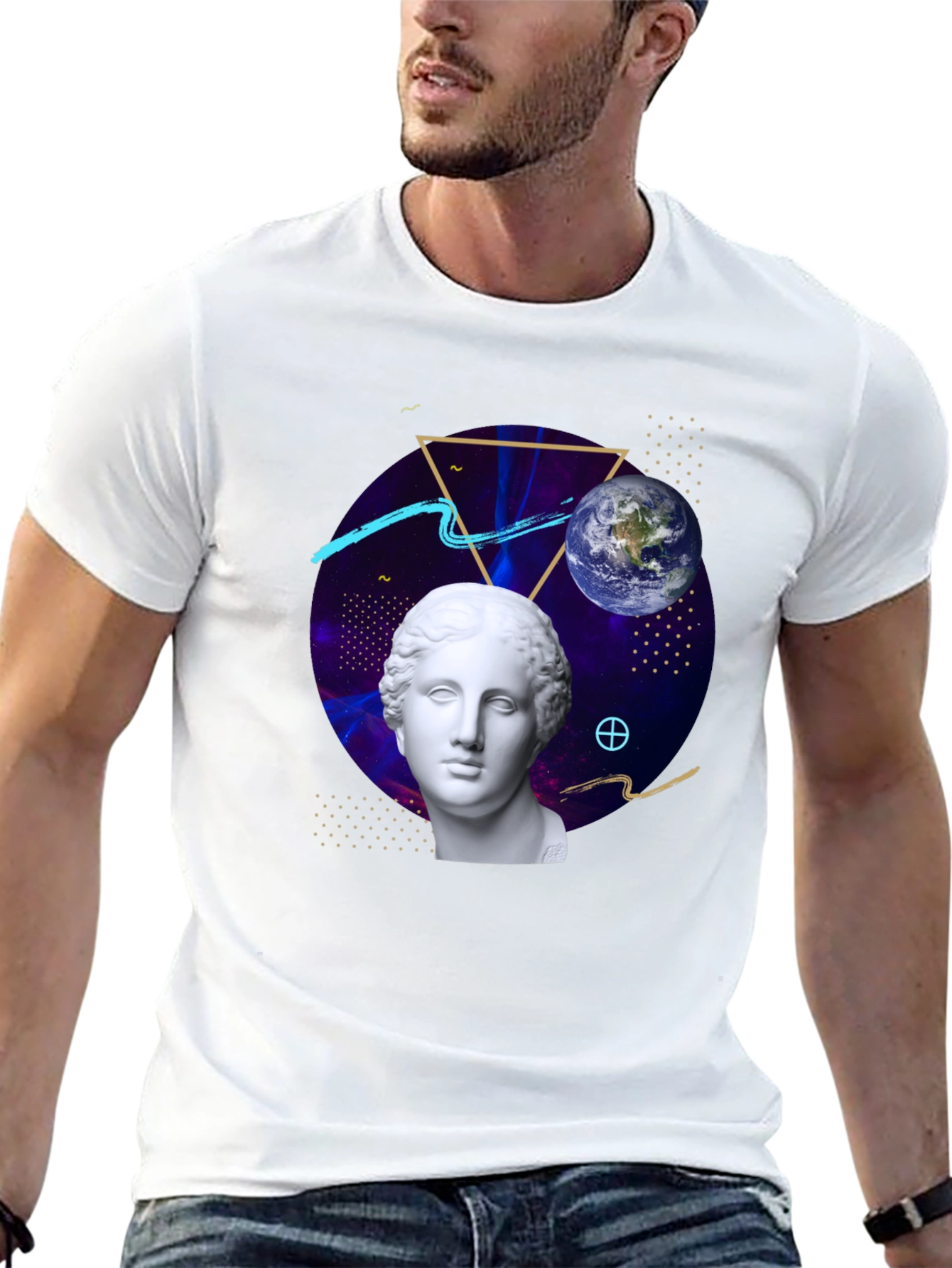 Cosmic Bust Tee - Unique Graphic Design T-Shirt