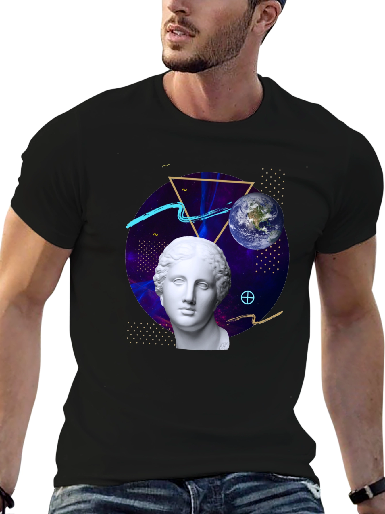 Cosmic Bust Tee - Unique Graphic Design T-Shirt