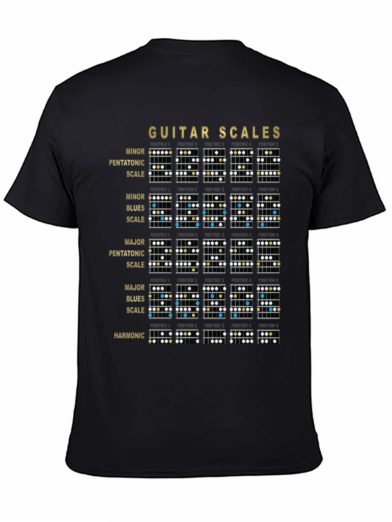 Guitar Scales Black Graphic Tee for Musicians