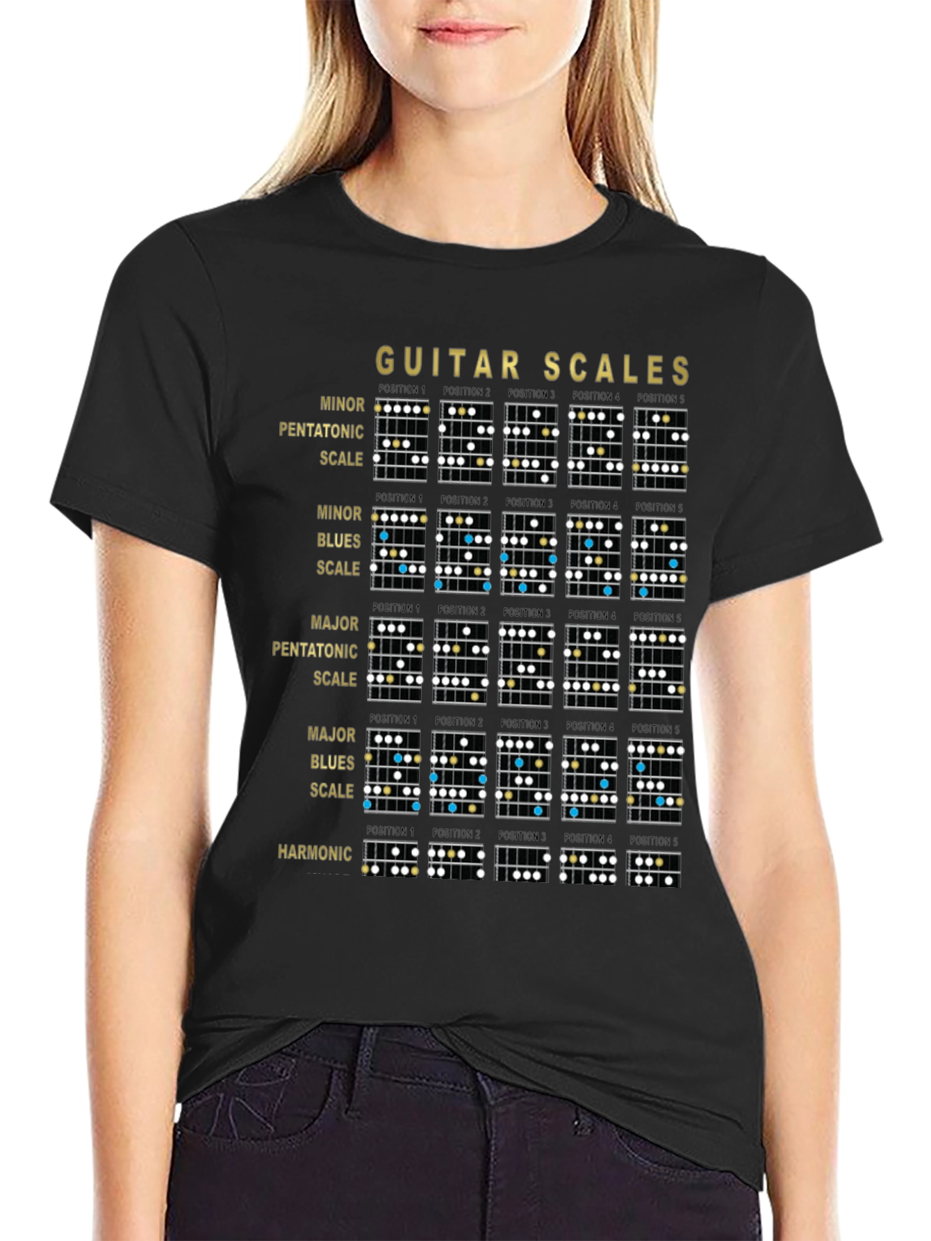 Guitar Scales Black Graphic Tee for Musicians