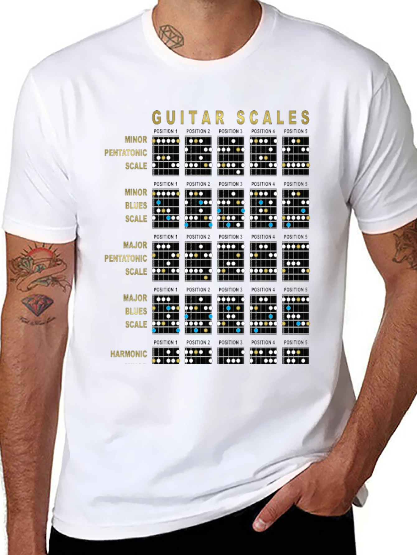 Guitar Scales Black Graphic Tee for Musicians