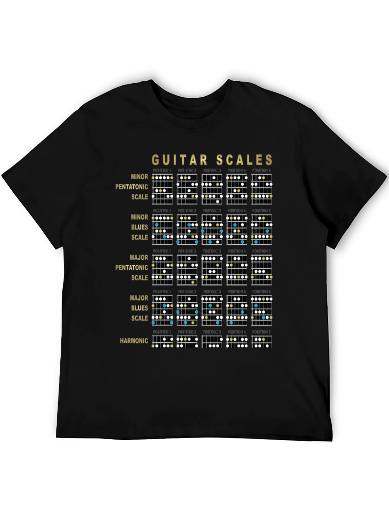 Guitar Scales Black Graphic Tee for Musicians