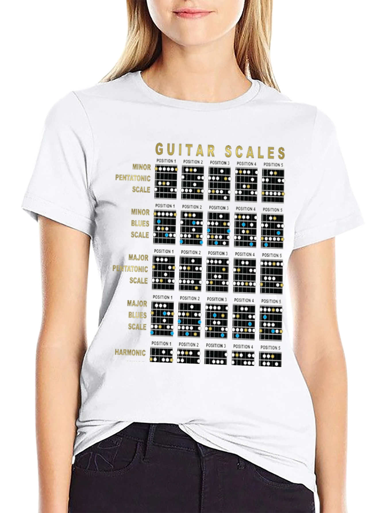 Guitar Scales Black Graphic Tee for Musicians