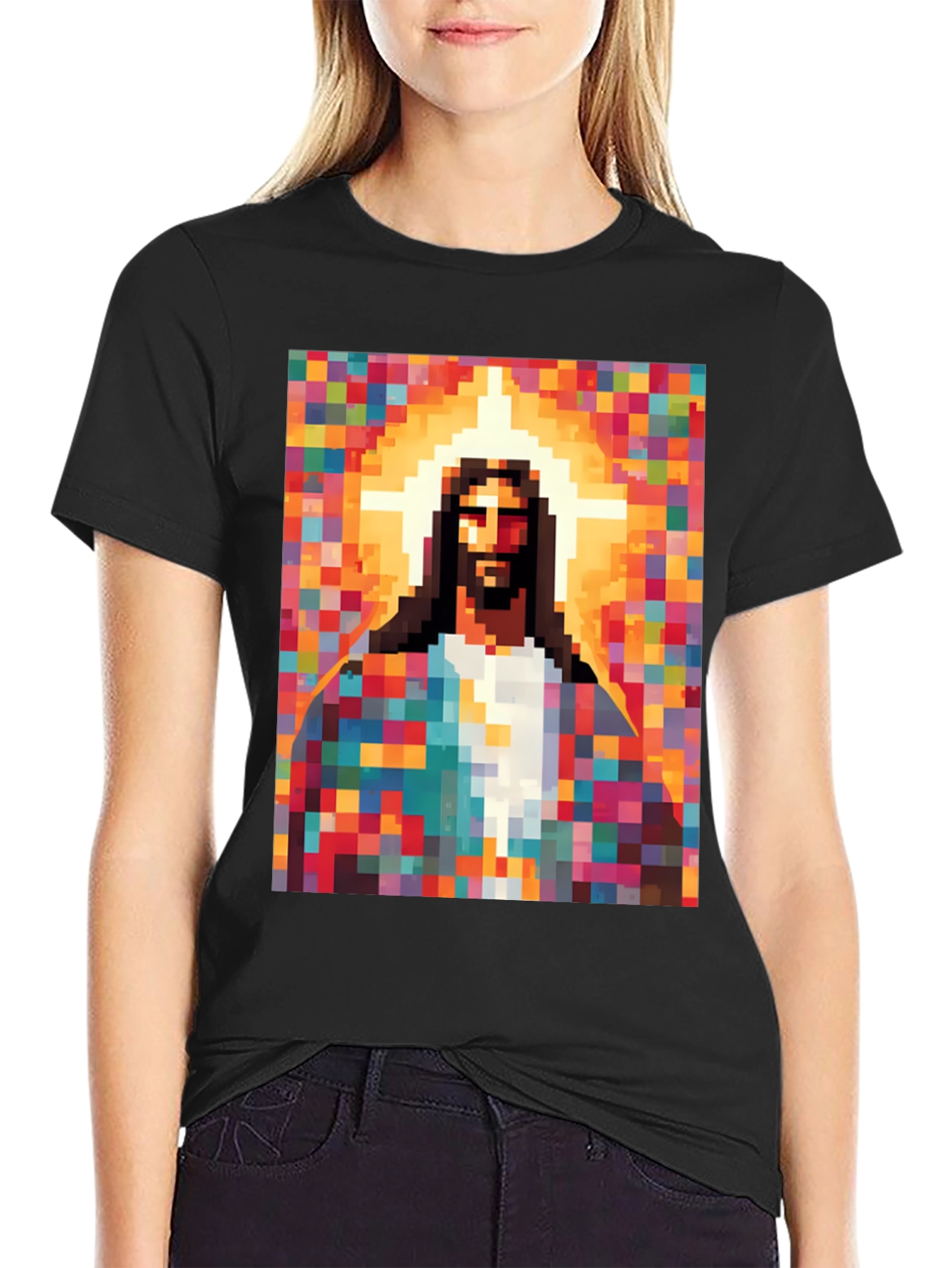 Pixel Jesus Graphic Tee - Trendy Religious Apparel